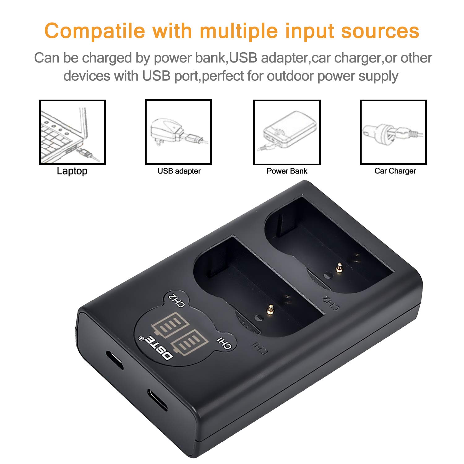 DSTE 2-Pack EN-EL3E Replacement Batteries with LCD Dual USB Charger - Compatible with Nikon D30, D50, D70, D70S, D80, D90, D100, D200, D300, D300S, D700 DSLR Cameras - Perfect for Travel, Photography Sessions & Backup Power