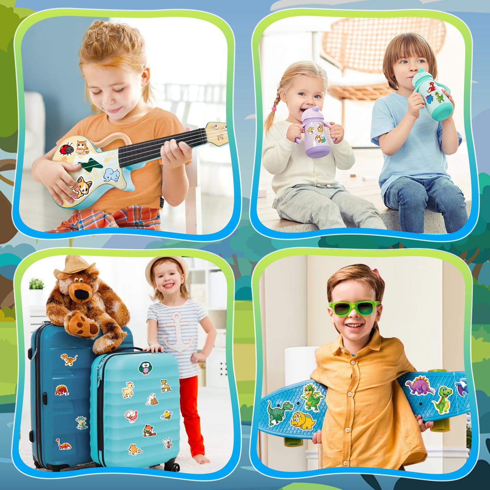150 PCS Animal Dinosaur Stickers for Kids - Waterproof Vinyl Stickers for Water Bottles, Laptops, Tablets - Bulk Stickers for Girls, Boys & Teens - Perfect for School, DIY Crafts & Party Favors