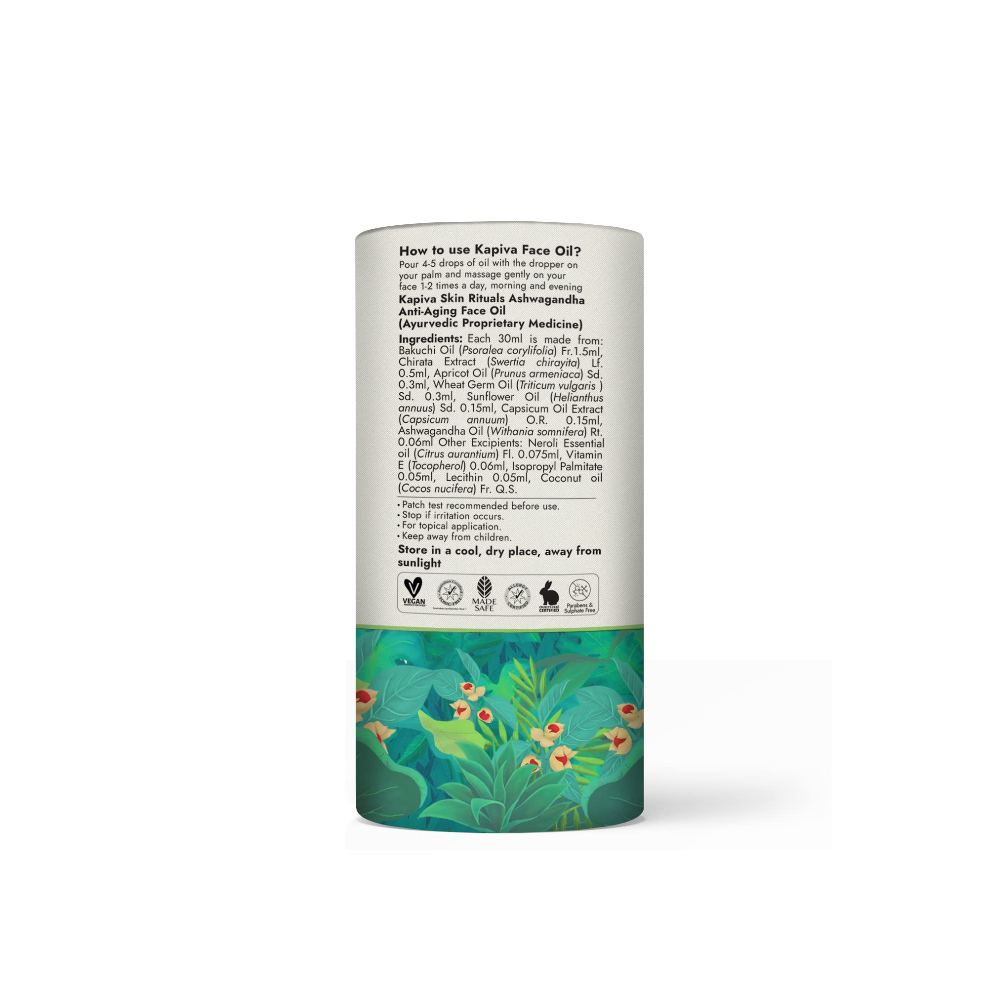 Kapiva Ashwagandha Anti-Aging Face Oil (30ml) - Plant Based Retinol for Wrinkles & Fine Lines | 100% Ayurvedic Facial Oil with Bakuchi & Herbal Actives | Natural Skin Care for Dry, Mature Skin | Day & Night Moisturizer for Glowing Complexion