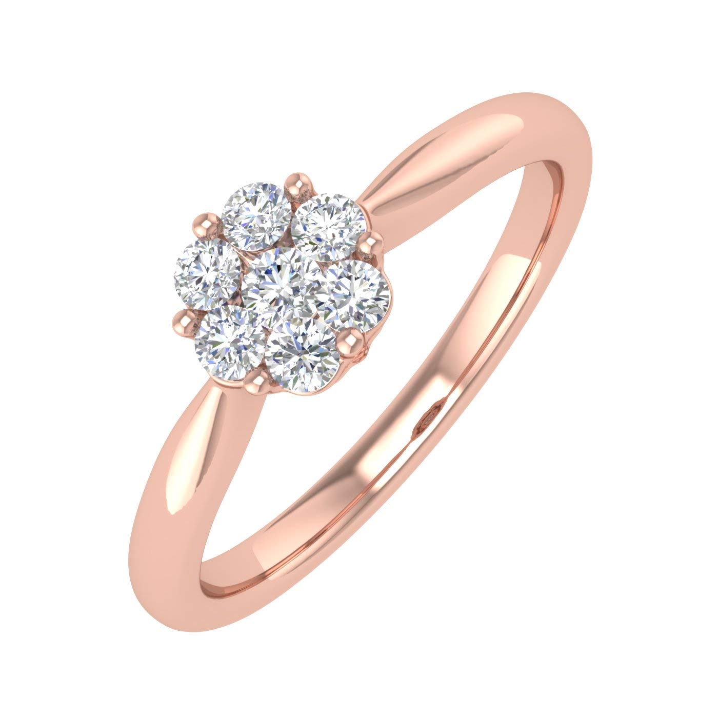1/4 Carat Diamond Cluster Ring in 10K Solid Gold - Prong Set Wedding Band for Women, Perfect for Engagement, Anniversary & Everyday Elegance