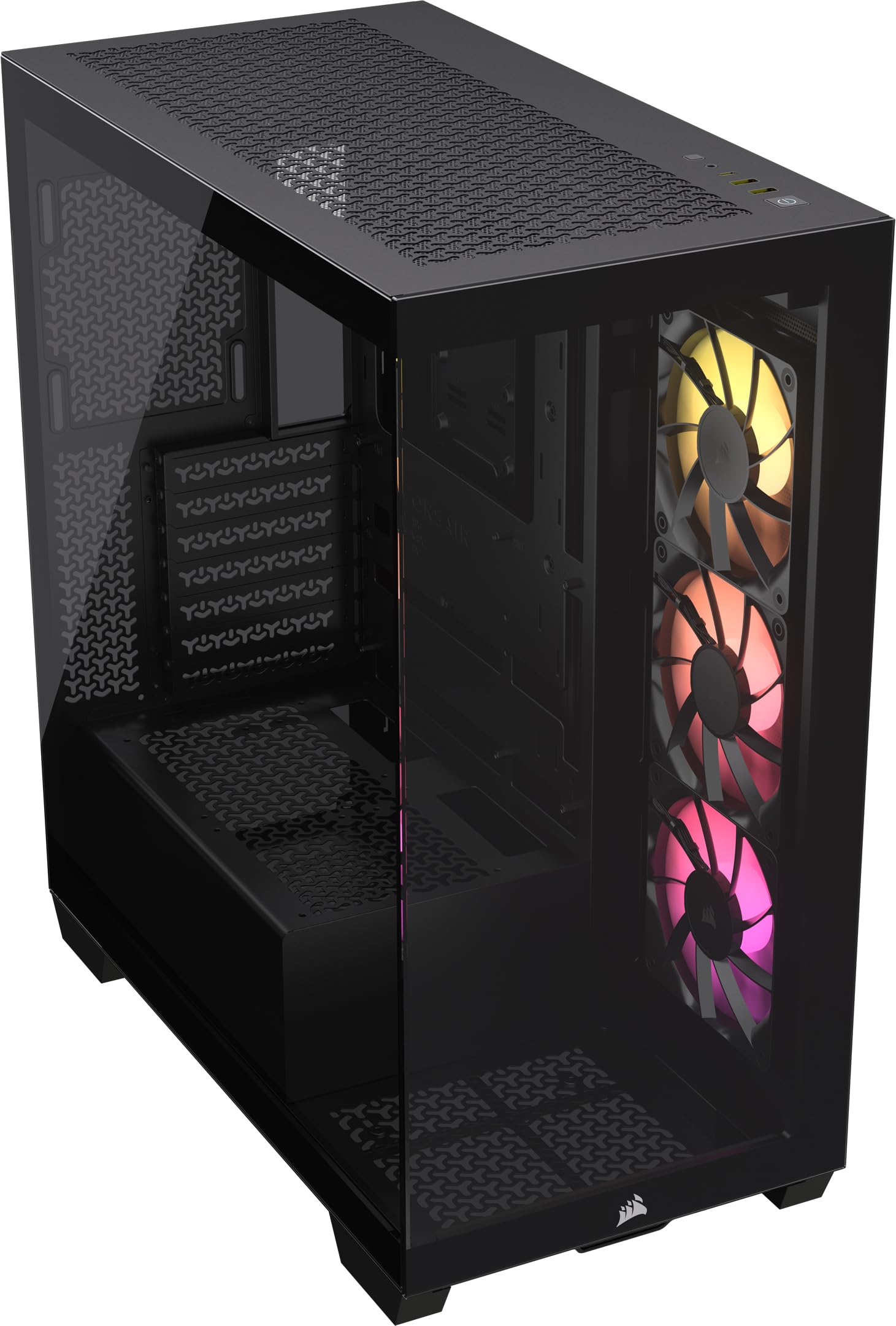 CORSAIR 3500X ARGB Mid-Tower ATX PC Gaming Case - Panoramic Tempered Glass Side Panel - Reverse Connection Motherboard Support - Includes 3X CORSAIR RS120 ARGB Fans - High Airflow Design - Black | Perfect for Gaming Rigs, Streaming PCs & Workstation Builds