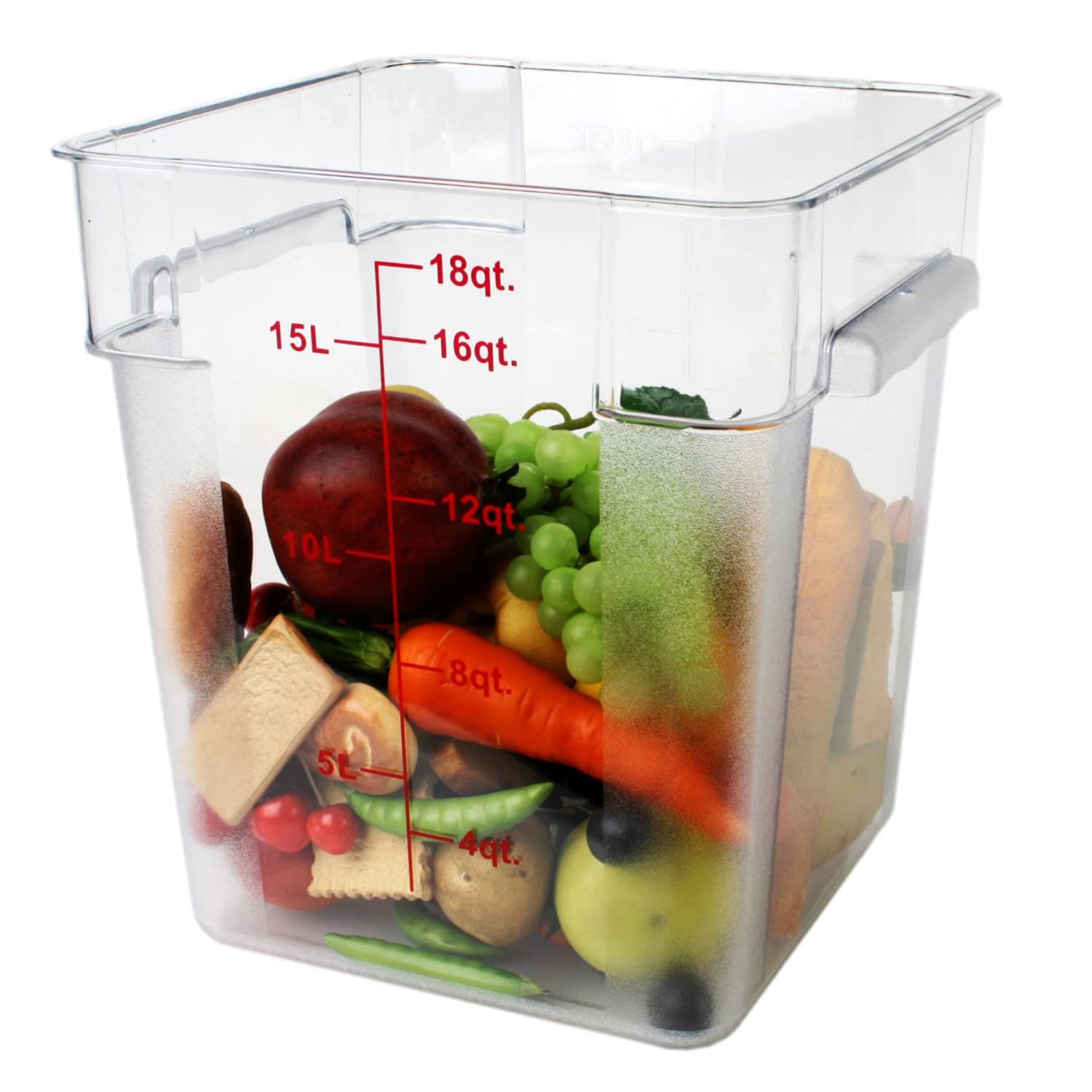 Tiger Chef 18 Quart Clear Commercial Food Storage Containers with Blue Lids - 4 Pack Square Polycarbonate Containers for Restaurant, Catering & Bulk Food Storage