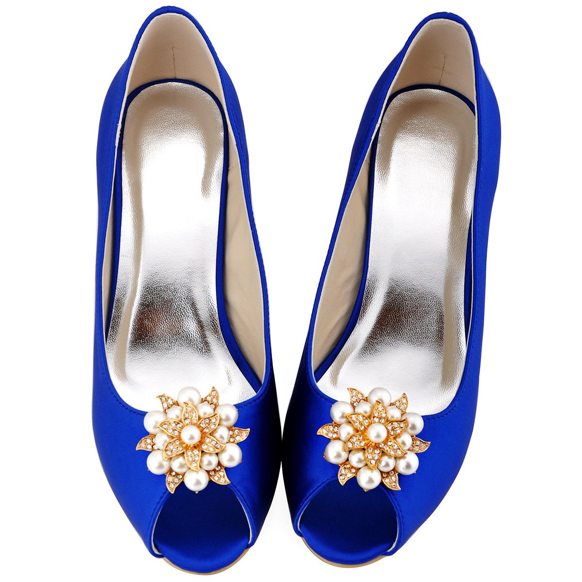 Elegantpark Pearl Shoe Clips - Rhinestone Flower Crystal Decor for Wedding & Party Pumps