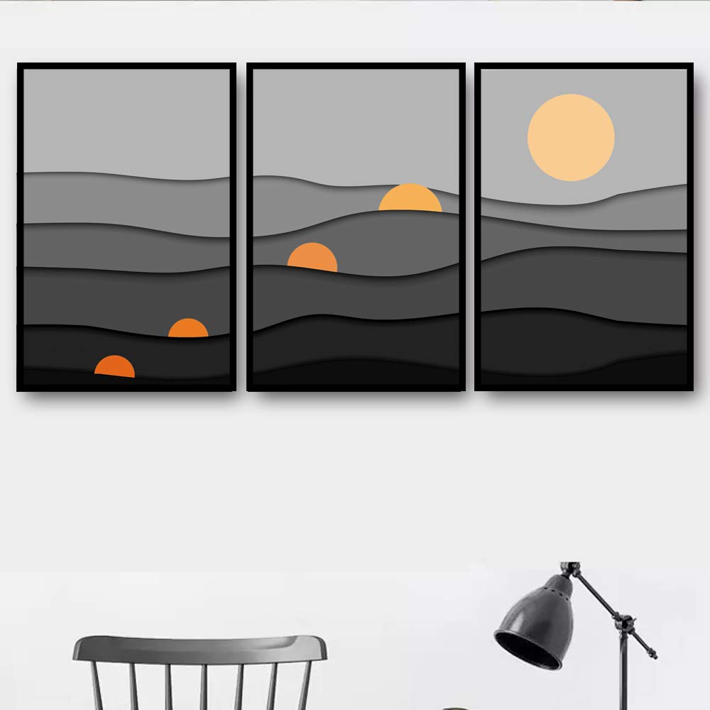 IDEA4WALL 3-Piece Framed Canvas Wall Art Set - Nordic Style Modern Home Decor (16