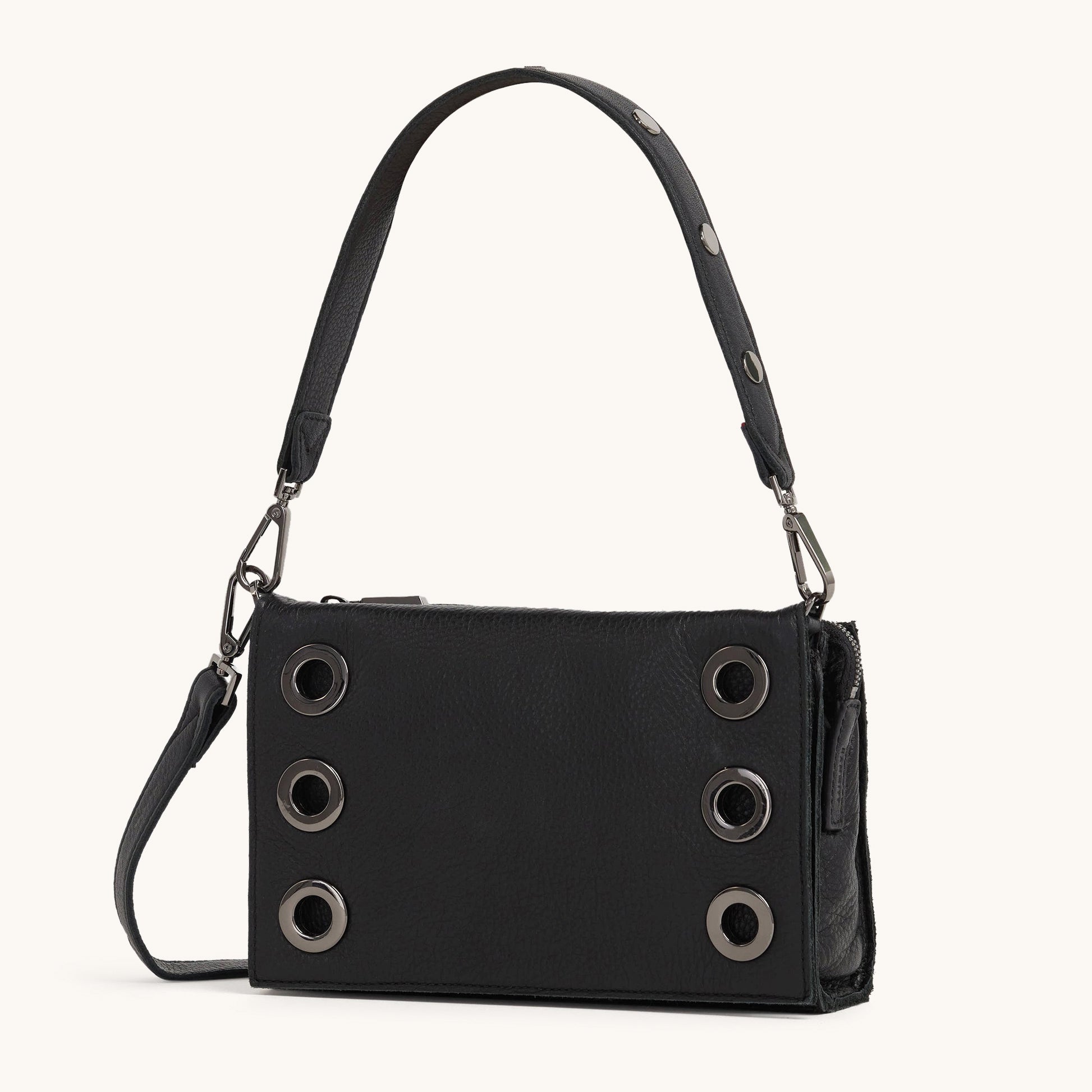 Montana Clutch Bag - Black Lugano Leather with Gunmetal Hardware - Small Crossbody Purse for Women | Perfect for Evening Parties, Date Nights & Special Occasions