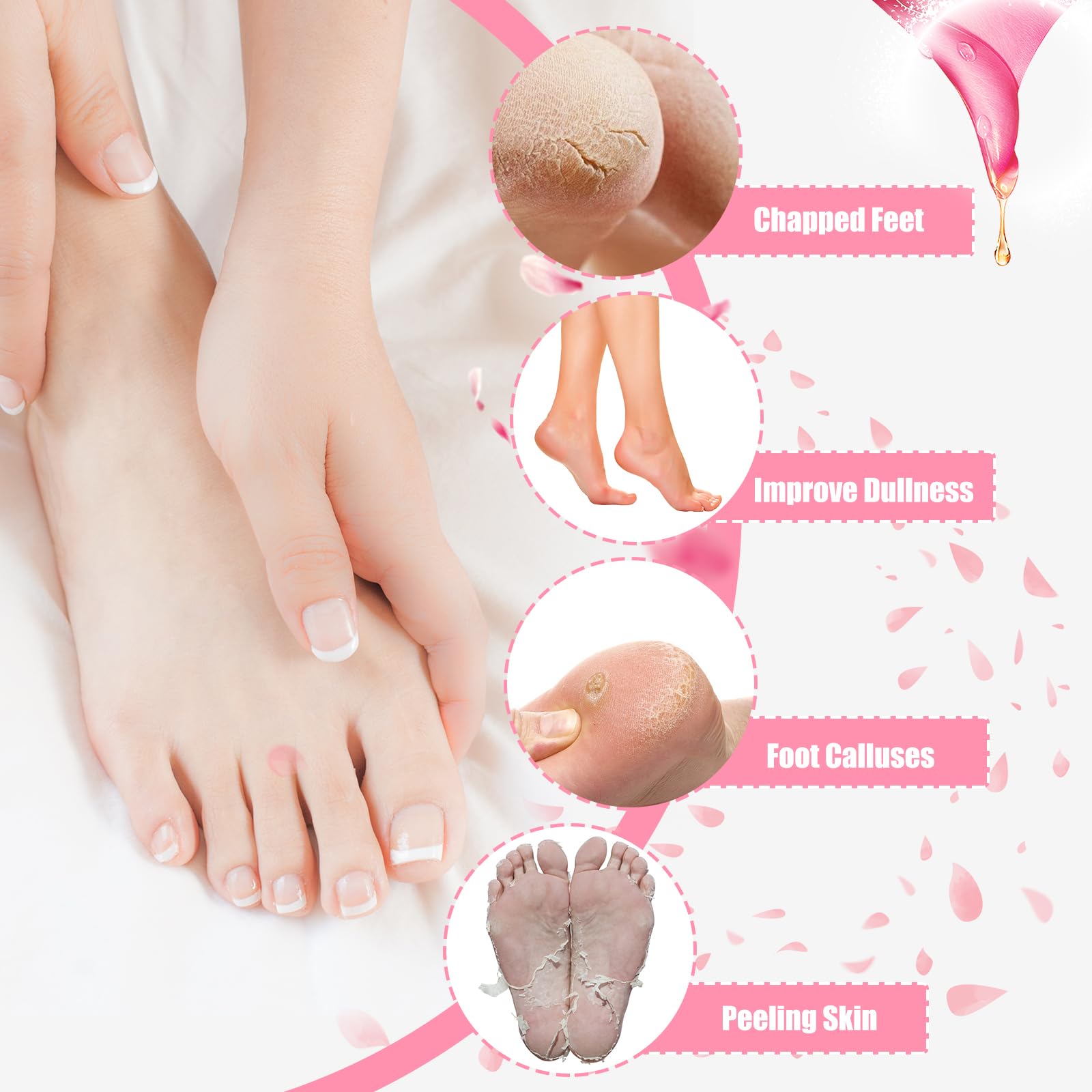 2 Pairs Moisturizing Gel Socks for Women - Silicone Healing Socks for Dry Cracked Feet Repair - Softening Lotion Socks for Foot Care - Perfect for Overnight Treatment, Spa Days & Winter Foot Protection
