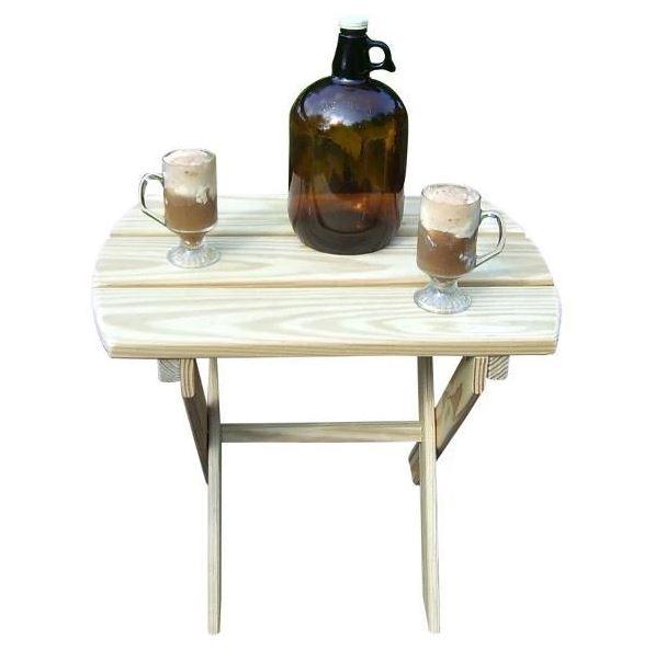 A&L Pine Wood Folding End Table - Compact Side Table for Small Spaces, Living Room, Bedroom, or Outdoor Use