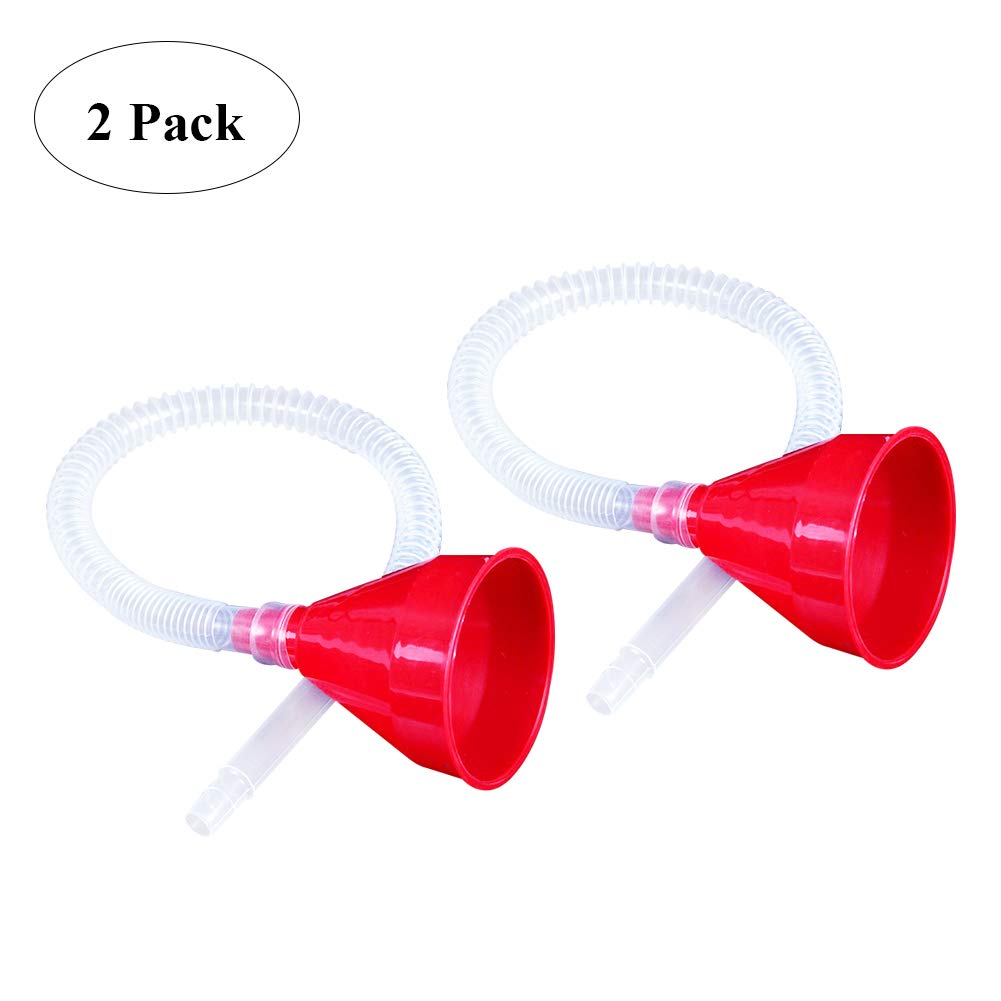 Keenso 8cm Wide Mouth Funnel - Universal Plastic Filling Funnel with Long Flexible Spout for Automotive Fluids (Gasoline, Coolant, Transmission & Engine Oil) - 2 Pack - Perfect for Car Maintenance, DIY Projects & Home Use