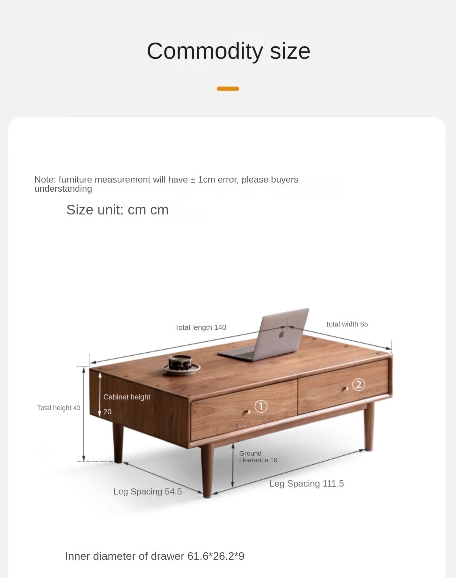 Solid Black Walnut Wood Rocking Coffee Table - Modern Natural Wood Living Room Furniture for Home Decor & Relaxation