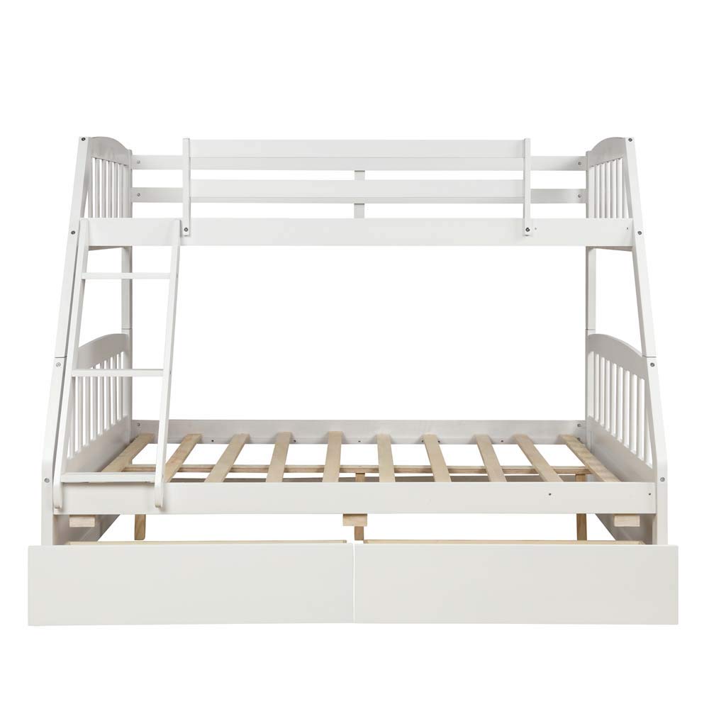 Solid Wood Twin Over Full Bunk Bed with 2 Storage Drawers - White | Space-Saving Kids & Guest Bedroom Furniture | Perfect for Small Rooms, Shared Kids' Rooms & Vacation Homes