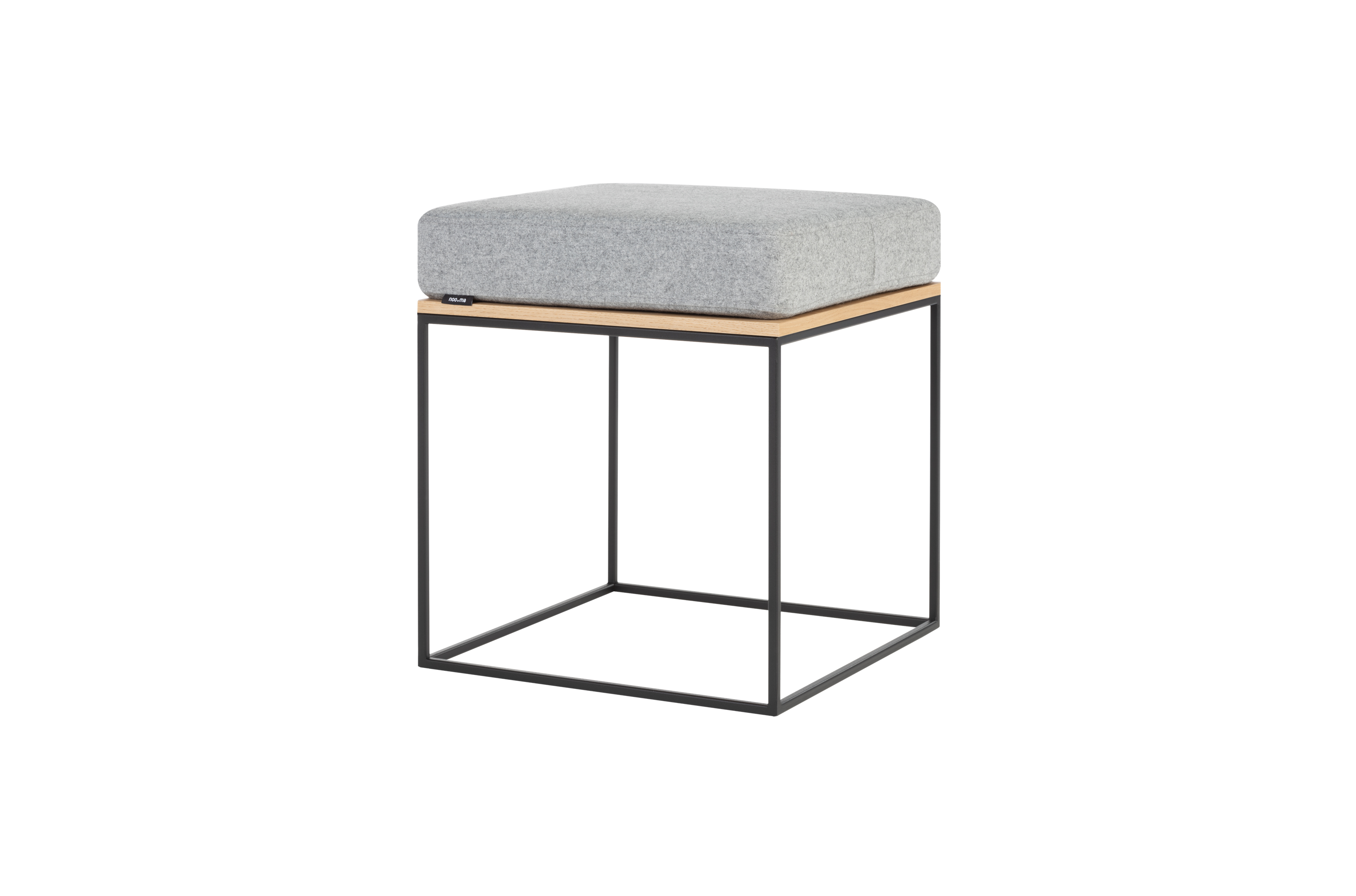 Feo Pouf Ottoman - Light Grey Oak Fabric Footstool for Living Room, Bedroom & Lounge | Stylish Seating & Footrest