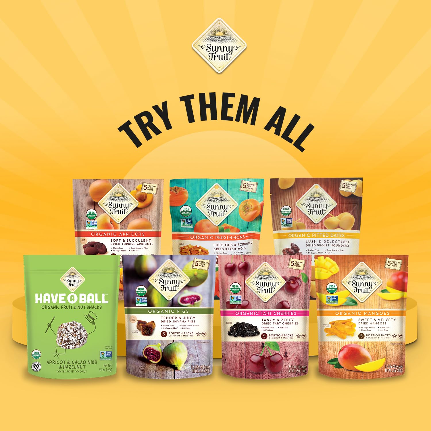 Organic Sunny Fruit Fig & Walnut Energy Balls - 100% Raw Vegan Snacks, Gluten-Free, Kosher, No Added Sugar (9 Balls per Pack) | Healthy On-the-Go Snack for Hiking, Office, School & Travel