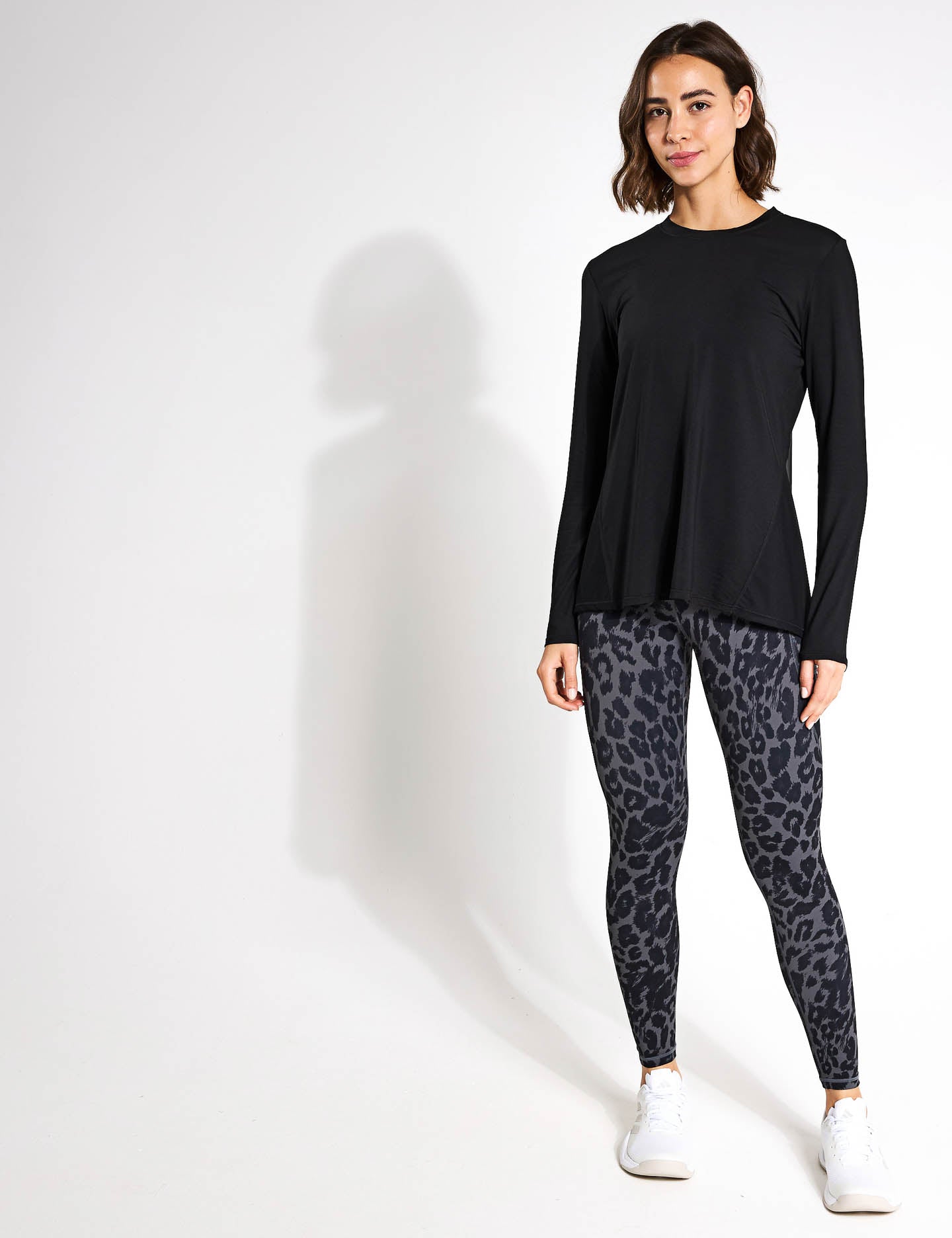 Kendall Women's Long Sleeve T-Shirt - Soft Stretch Basic Top in Black | Casual Wear, Layering, Everyday Outfits