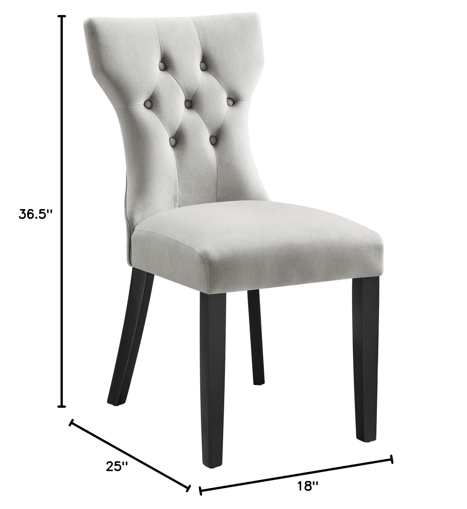 Modway EEI-5014-LGR Silhouette Performance Velvet Dining Chairs - Set of 2, Light Gray - Modern Velvet Upholstered Side Chairs for Dining Room, Kitchen, Restaurant & Office - Comfortable & Stylish Seating Solution