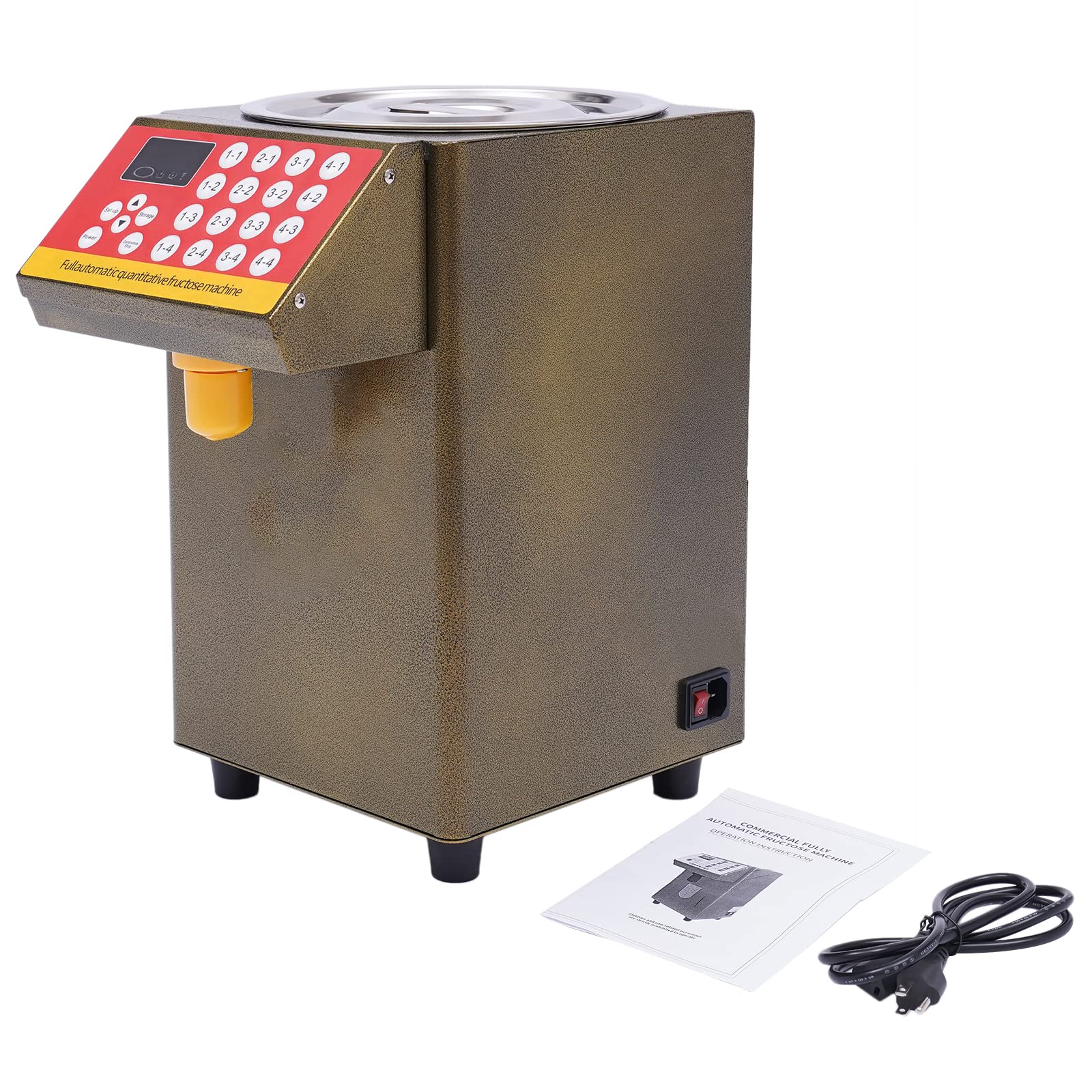 Automatic Sugar Syrup Dispenser 2 Gallon - Fructose Dispenser for Bubble Tea, Milk Tea & Soft Drinks - 110V Commercial Drink Equipment for Cafes, Shops & Restaurants