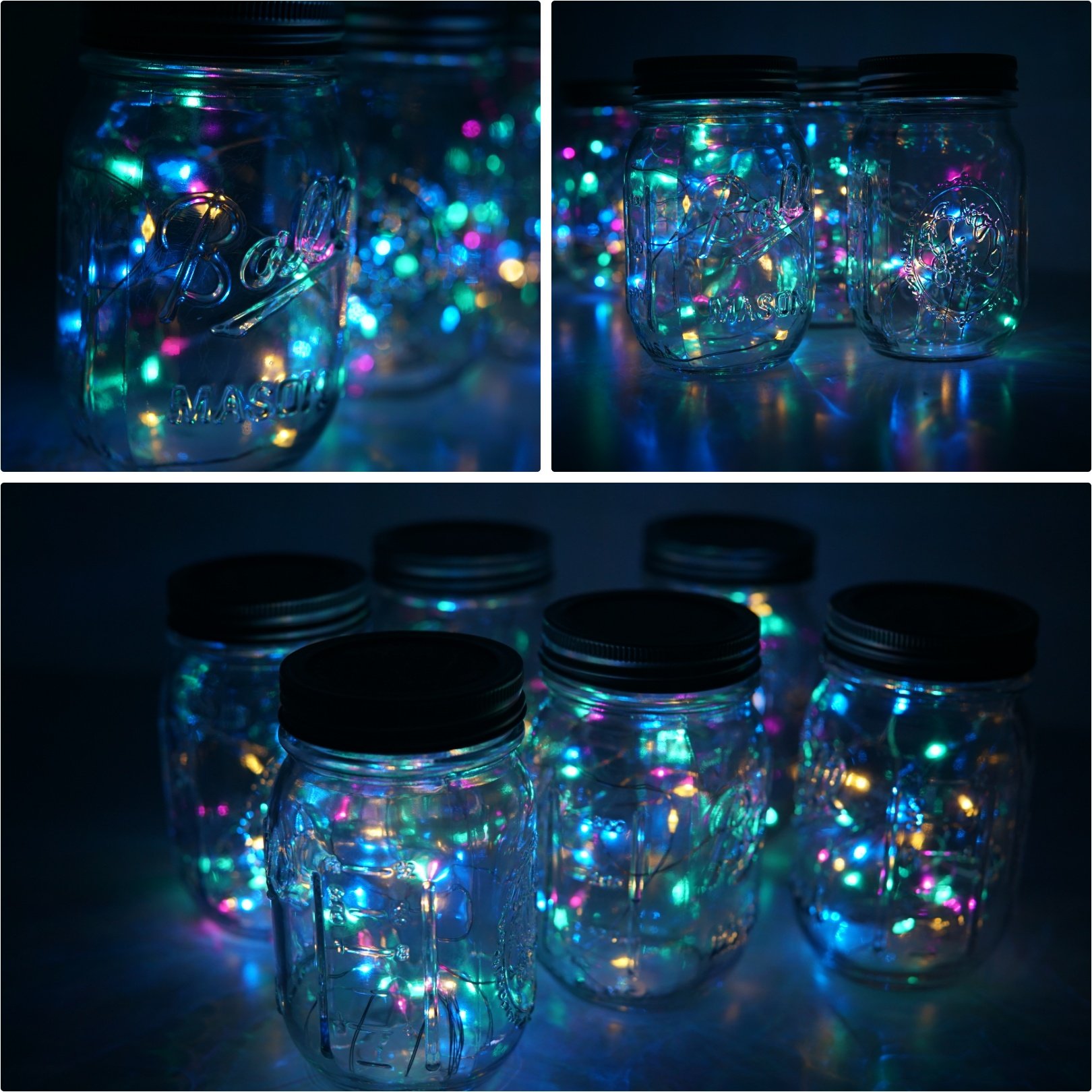 Decorman Solar Mason Jar Lights - 8 Pack Waterproof Fairy String Lights with Star Firefly Lids & Hangers for Outdoor Garden, Patio, Wedding, Christmas Decor (Jars Not Included) | Perfect for Backyard Parties, Romantic Evenings & Holiday Displays