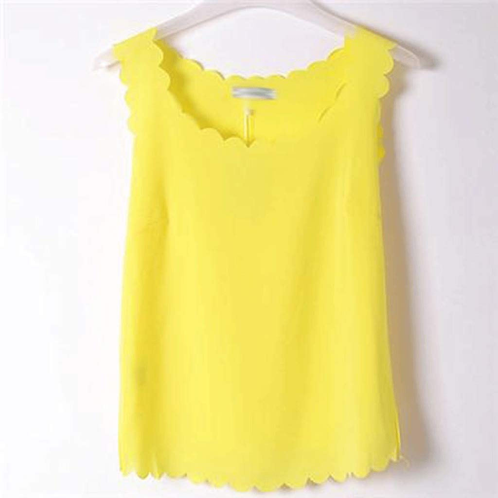 TWDYC Women's Summer Chiffon Sleeveless Ruffled Tank Top Casual Blouse - A Color, Size M | Perfect for Beach Outings, Date Nights & Summer Vacations
