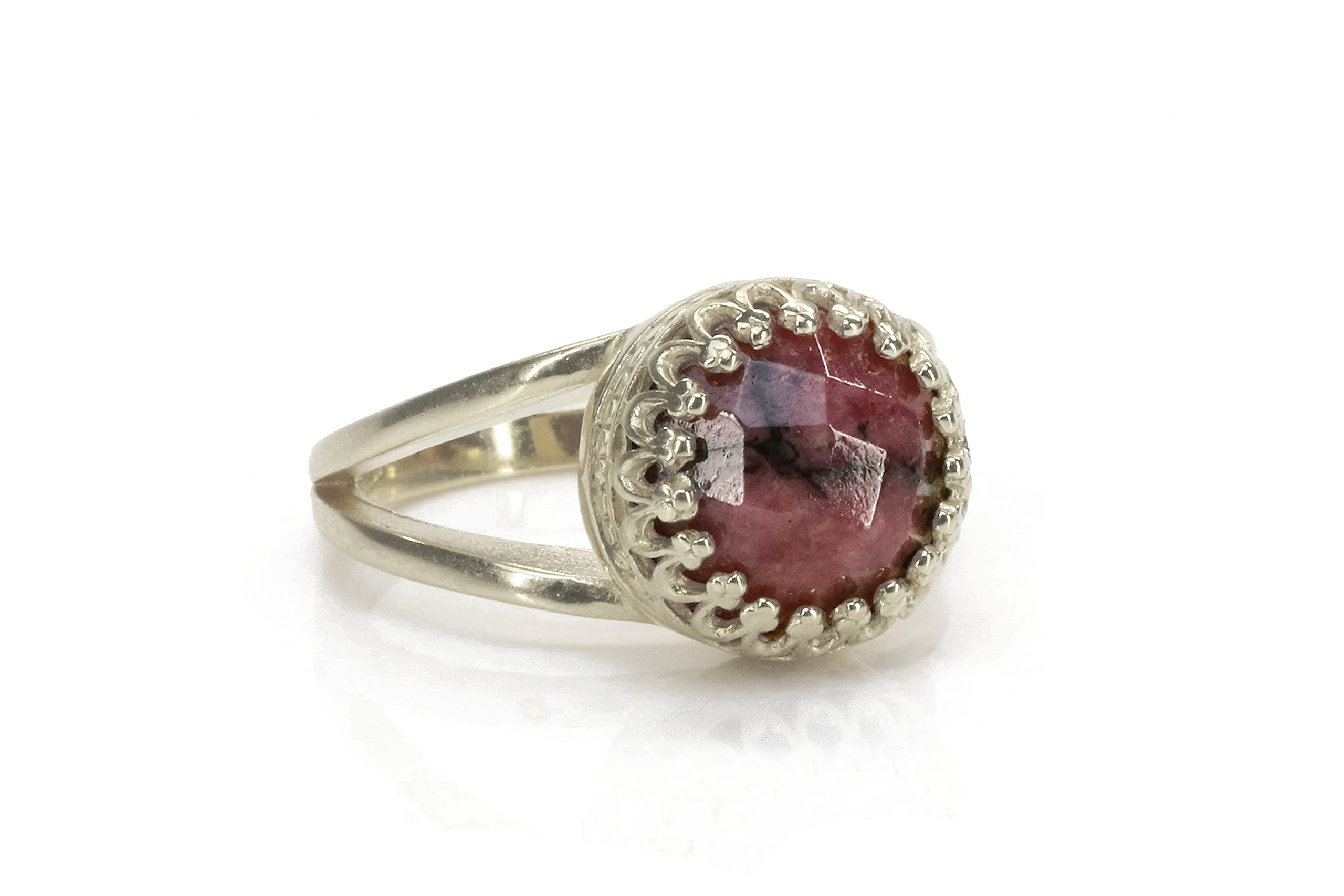 14k Gold Rhodonite Solitaire Ring - Elegant Dainty Everyday Jewelry for Women | Engagement, Wedding, Promise & Stackable Ring | Perfect Gift for Her - Custom Handmade Jewelry for Special Occasions & Daily Wear