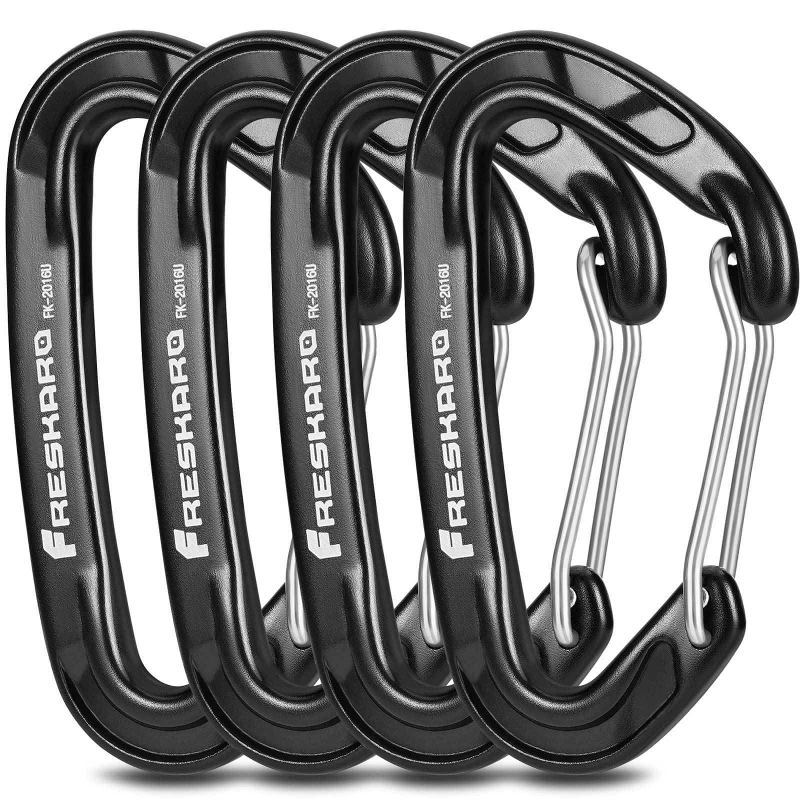 FresKaro 15kN-3372lbs Heavy Duty Wiregate Carabiners - Premium Stainless Steel Spring Gate for Camping, Hiking, Hammocks & Outdoor Gear - 3.15 Inch Climbing Carabiner for Backpacking, Dog Leash & Safety Equipment