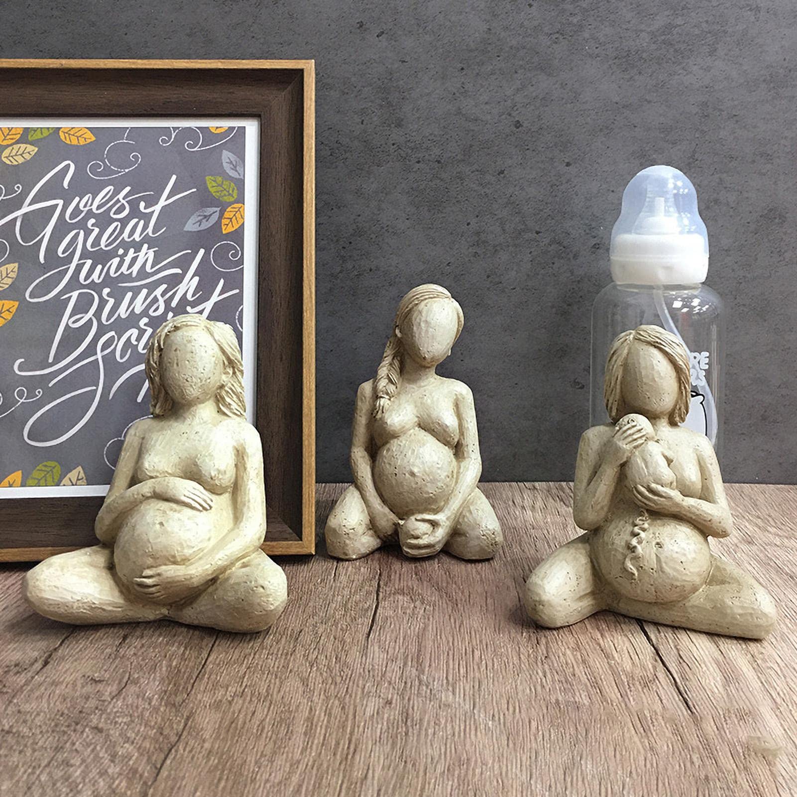 Pregnant Woman Statue - Handcrafted Pregnancy Sculpture for Home Decor, Unique Mud Art Figurine & Thoughtful Gift for Expecting Mothers - Perfect for Nursery, Baby Shower, or Office Desk Decoration
