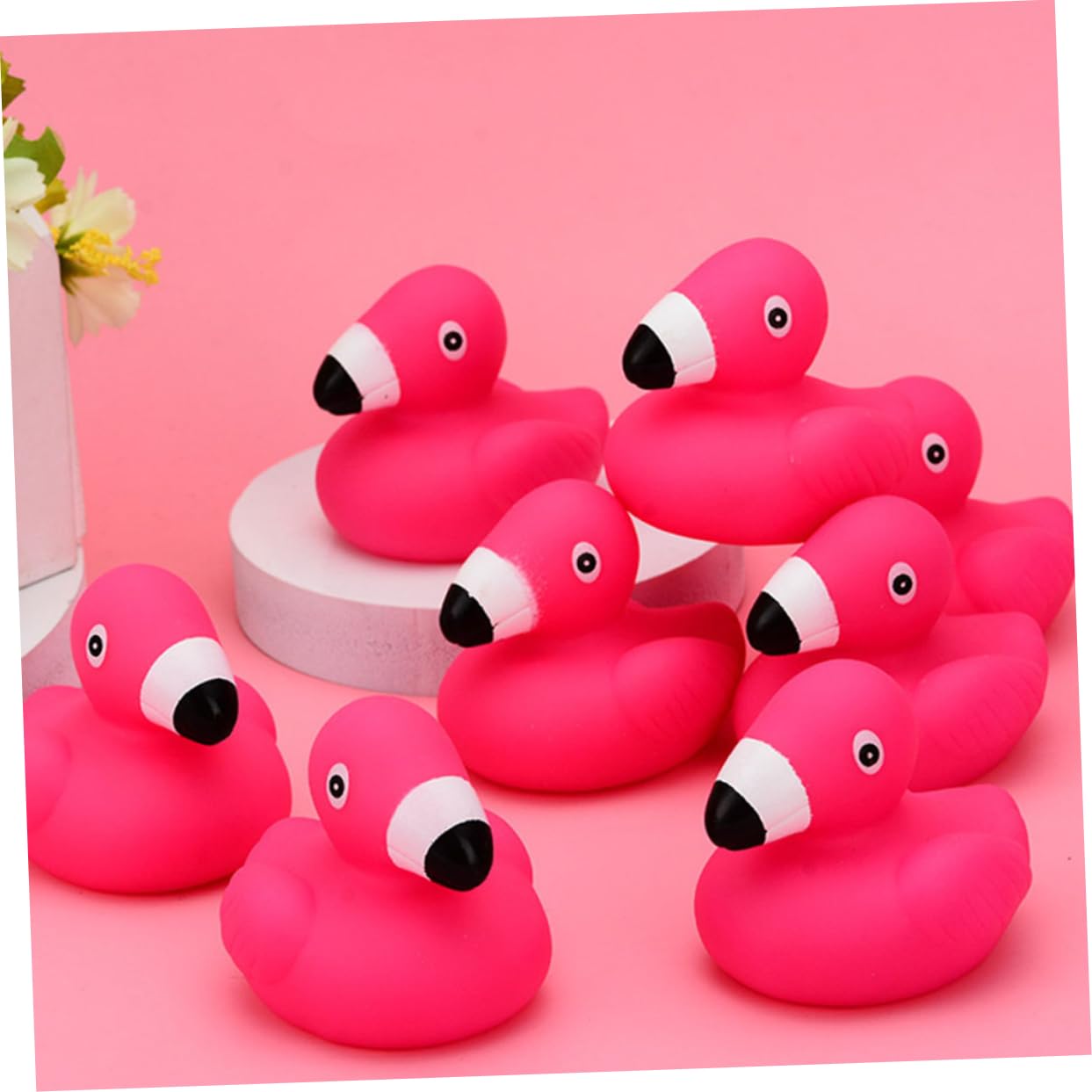 FOYTOKI 48 Pcs Flamingo Bath Toys for Kids - Non-Toxic Vinyl Rosy Floating Bathtub Toys for Toddlers - Fun Bath Time Play Set for Baby Girls & Boys - Perfect for Pool, Beach & Water Play