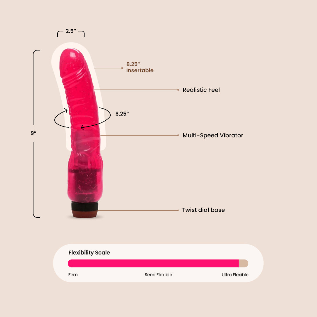 Hot Pinks™ Curved Realistic Vibrating Dildo - Lifelike Silicone Penis Toy for G-Spot & Prostate Stimulation | Perfect for Couples Play & Solo Pleasure