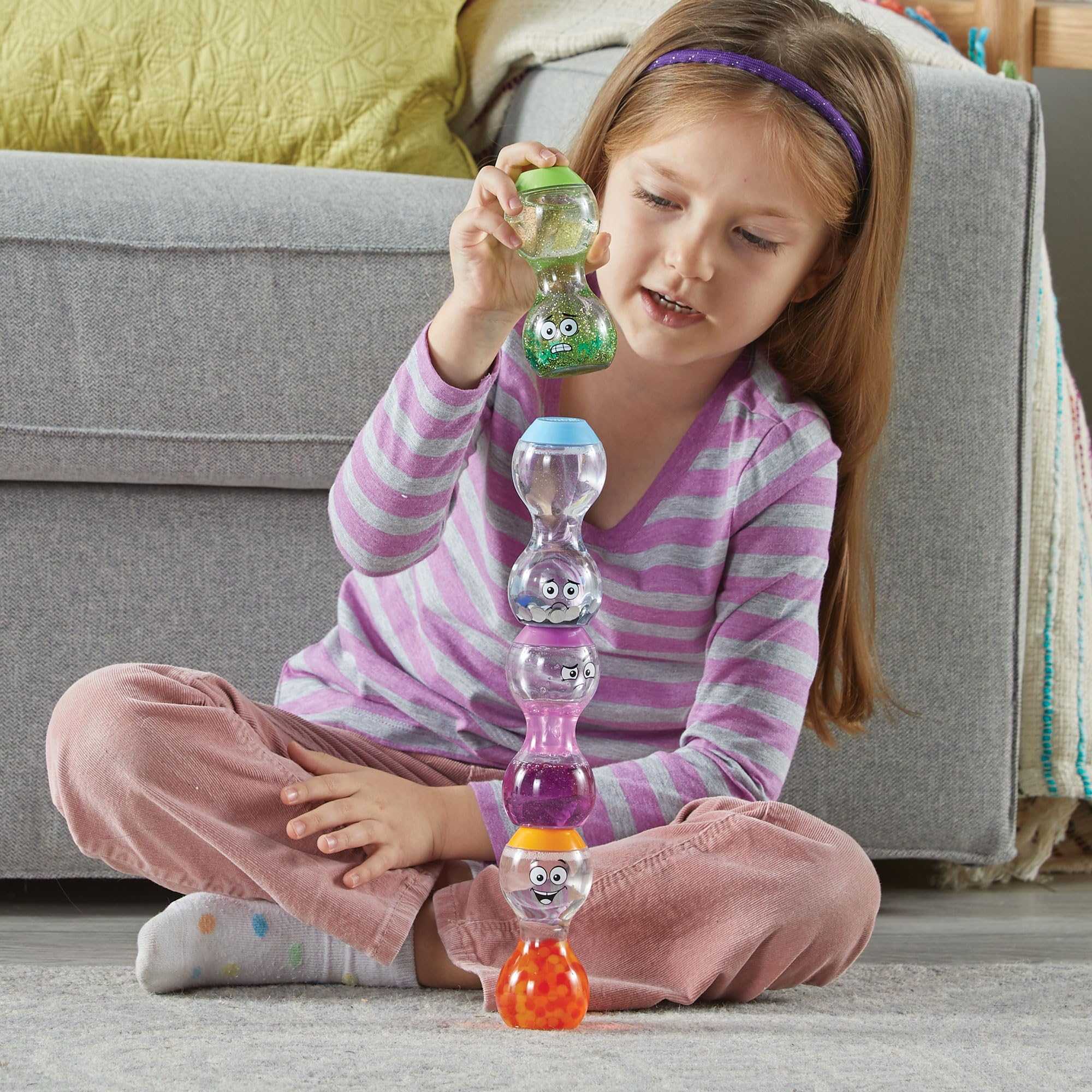 hand2mind Express Your Feelings Sensory Bottles - Emotional Learning Toys for Toddlers & Kids, Play Therapy Tools, Calm Down Corner Supplies for Classroom & Home - Social Emotional Learning Activities for Anxiety Relief & Focus