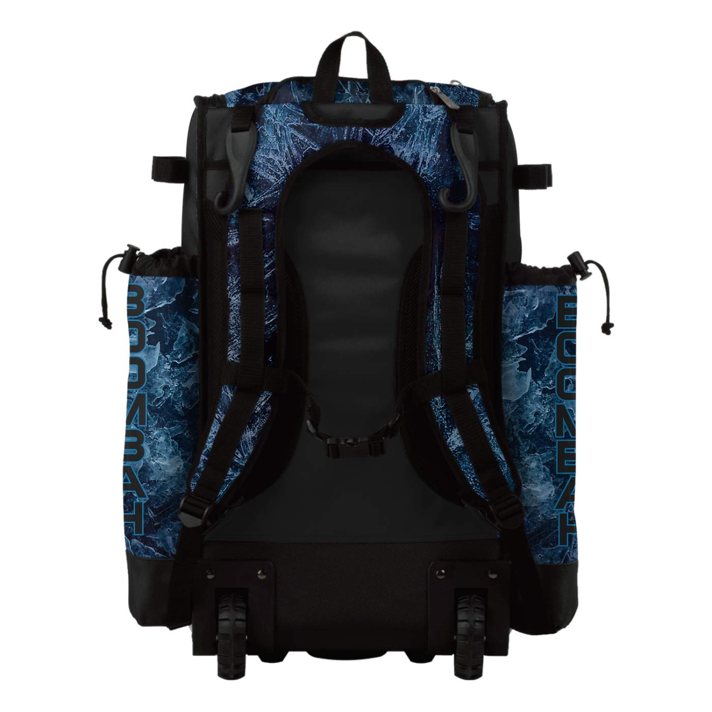 Boombah Superpack Hybrid Rolling Bat Bag - Wheeled & Backpack Baseball/Softball Equipment Bag - Frozen Black/White - Perfect for Travel & Team Sports