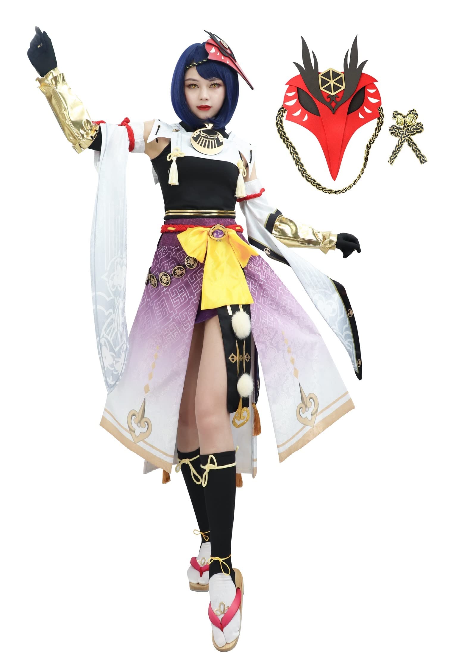 DAZCOS Women's Kujou Sara Cosplay Costume Outfit - Anime Genshin Impact Character Halloween Costume for Conventions, Cosplay Events & Themed Parties
