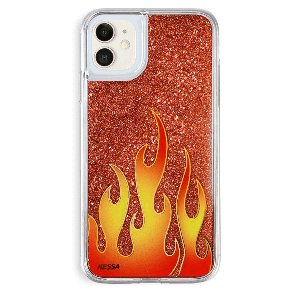 Sparkle Glitter Flames iPhone Case by Nessa - Trendy Protective Phone Cover for iPhone 13/14/15 Pro Max - Perfect for Parties, Concerts & Festivals