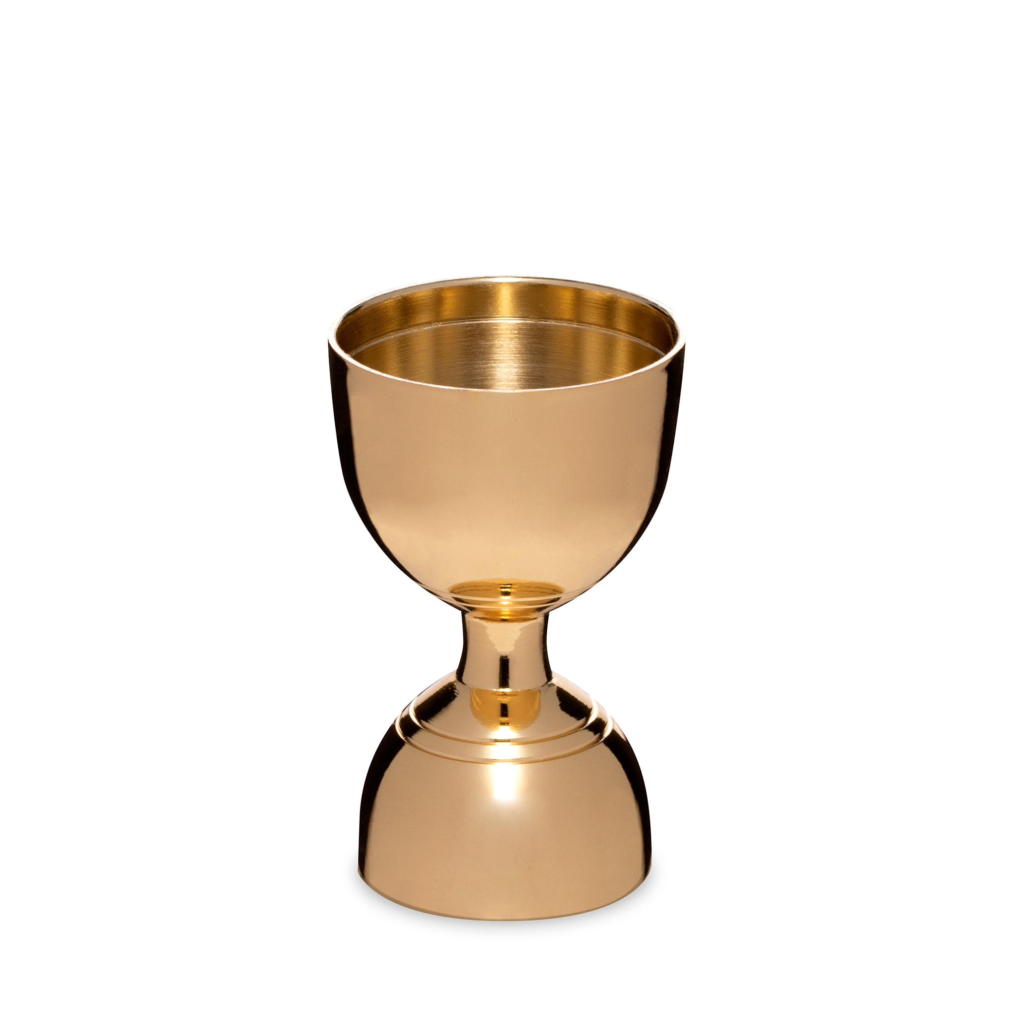 LEOPOLD® Gold Plated Jigger with Banded Design - 1oz & 2oz Dual Measuring Cup for Cocktails, Bartending, and Home Bar Mixing