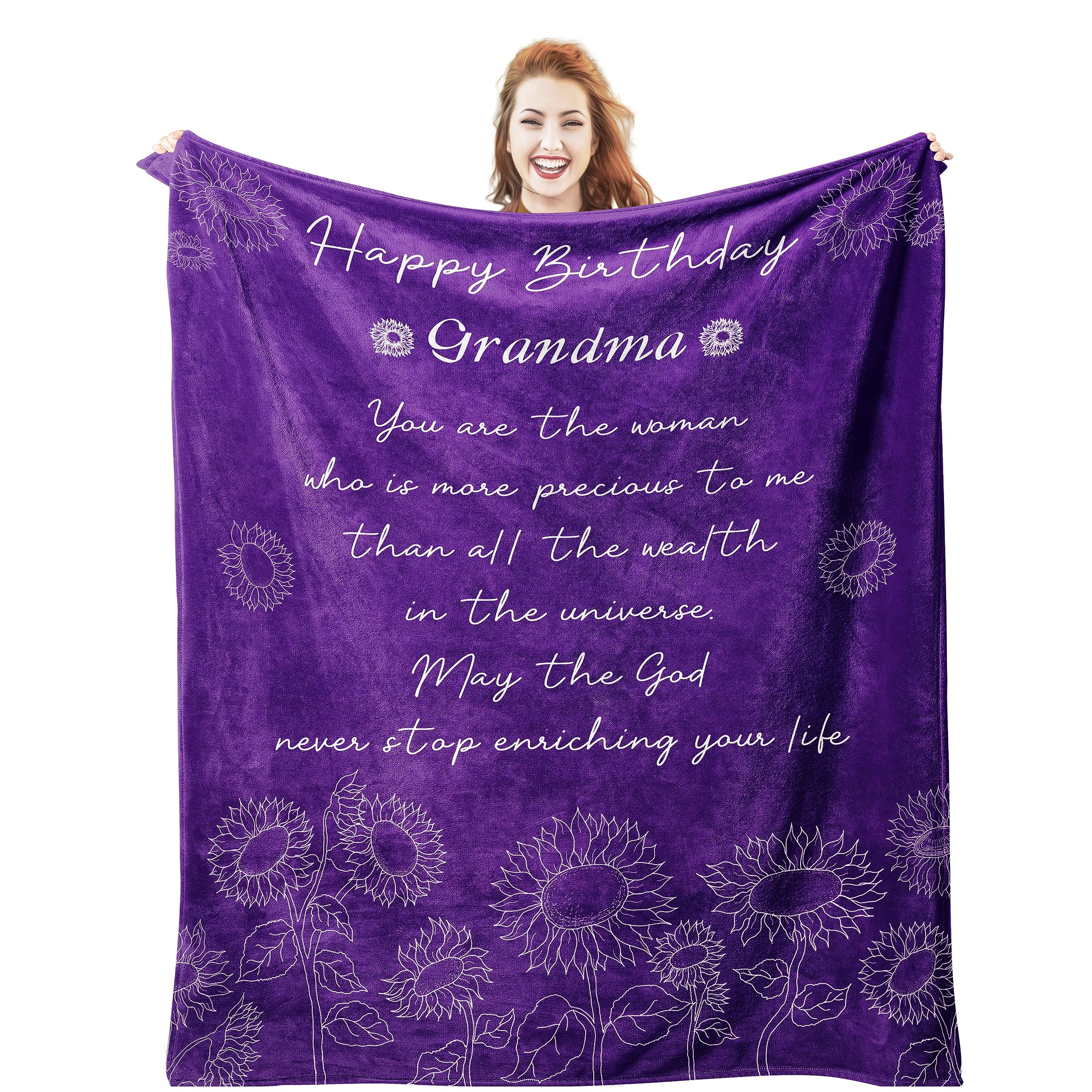 BARASH Grandma Birthday Gifts - 60x50 Inch Soft Throw Blanket for Grandmother | Unique Birthday Presents for Grandma | Perfect for Cozy Nights, Reading Nook & Family Gatherings