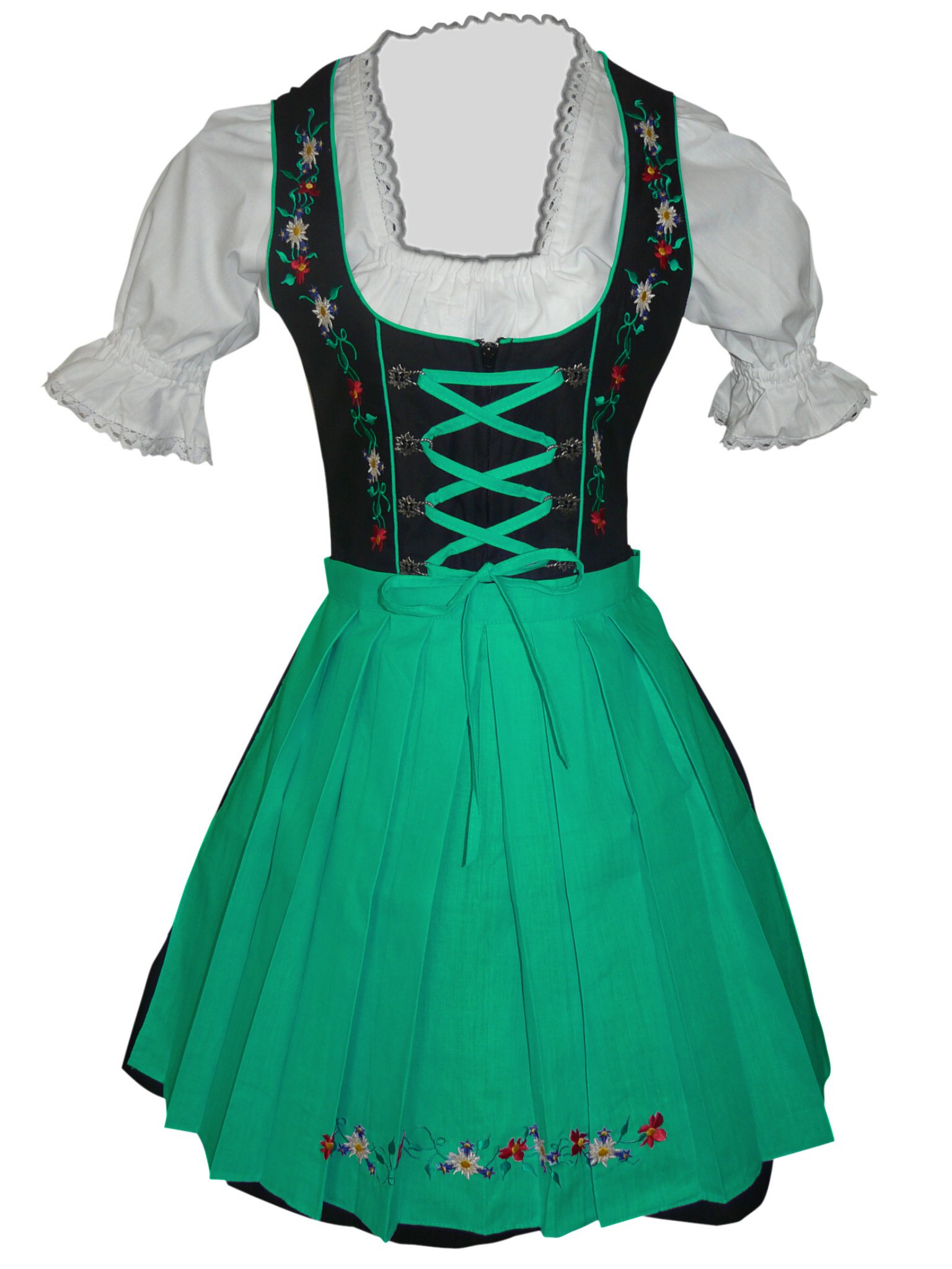 Dirndl Dress for Women - 3-Piece Oktoberfest Costume in Green & Black, Size 18 | Traditional Bavarian Outfit for Festivals, Halloween & Cultural Events