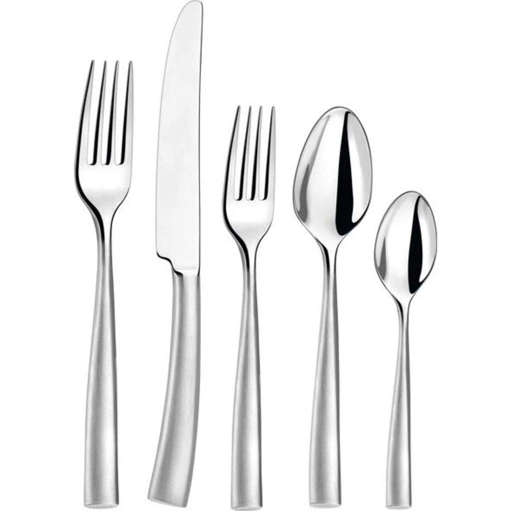 Premium Stainless Steel 5-Piece Silverware Set - Elegant Satin Finish Flatware for Dining, Wedding & Gift Giving - Durable Everyday Cutlery for Restaurants, Home & Special Occasions