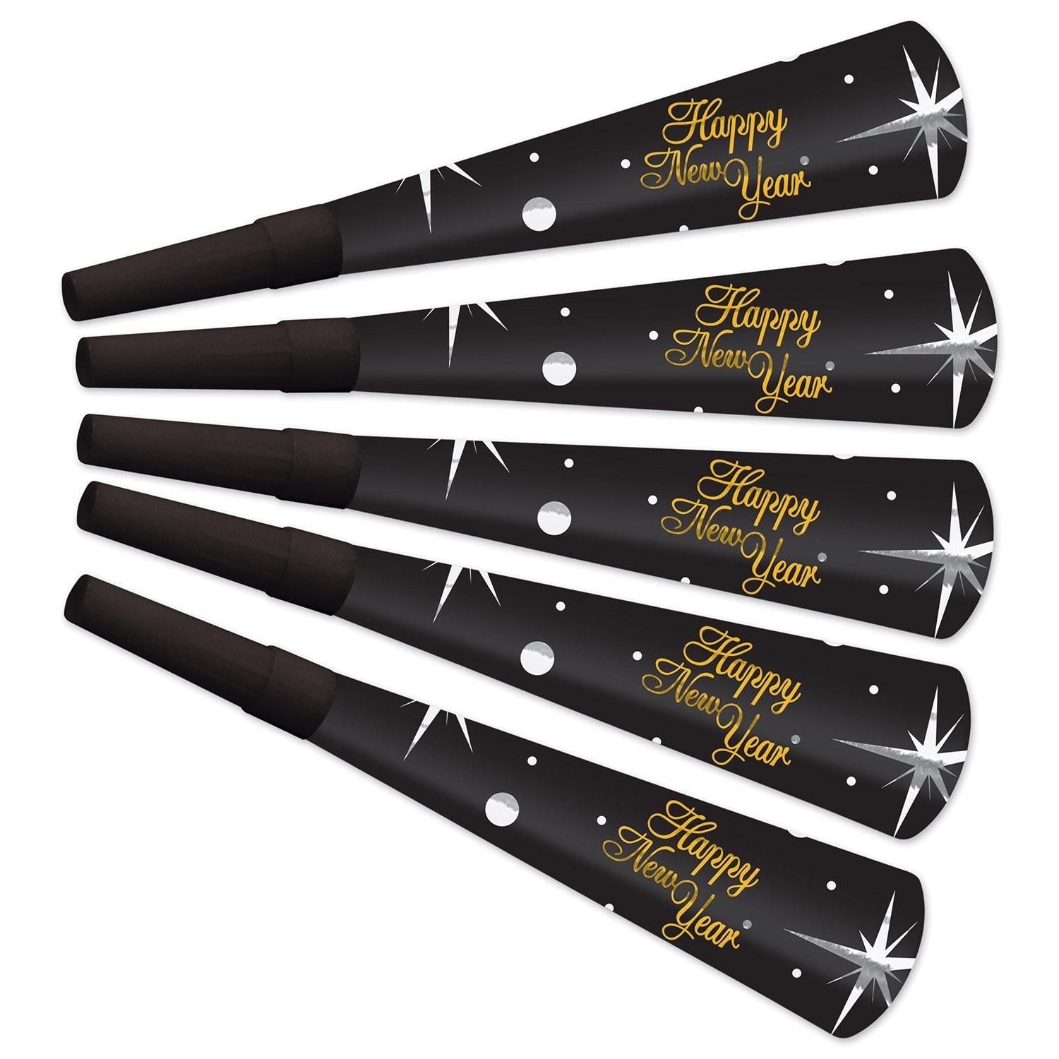 100 Pack Beistle New Year's Eve Shimmer Horns - Gold & Silver Party Blowouts for NYE Celebrations, Countdown Events & Festive Gatherings