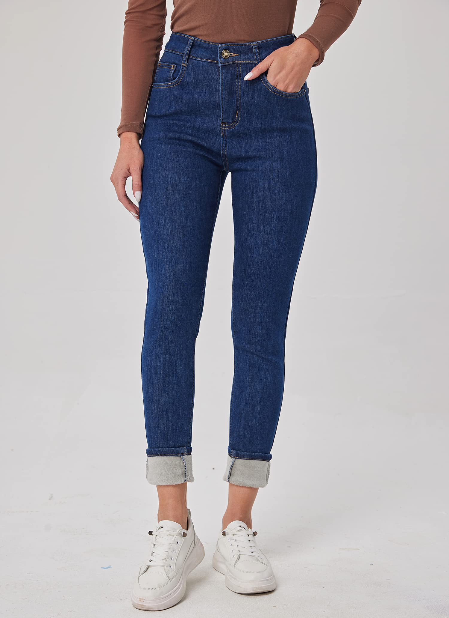Fakanhui Women's Fleece Lined Thermal Skinny Jeans - Winter Warm Stretch Denim Pants for Cold Weather & Outdoor Activities