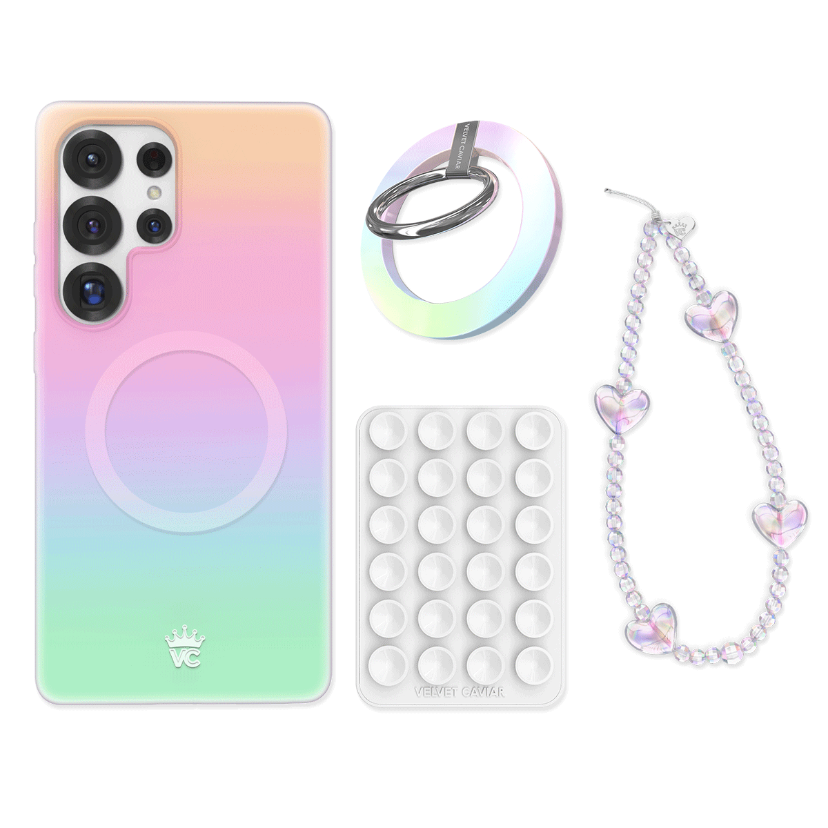 Samsung White Opal Phone Grip Bundle Set - Secure & Stylish Phone Holder for Everyday Use, Travel, and Work