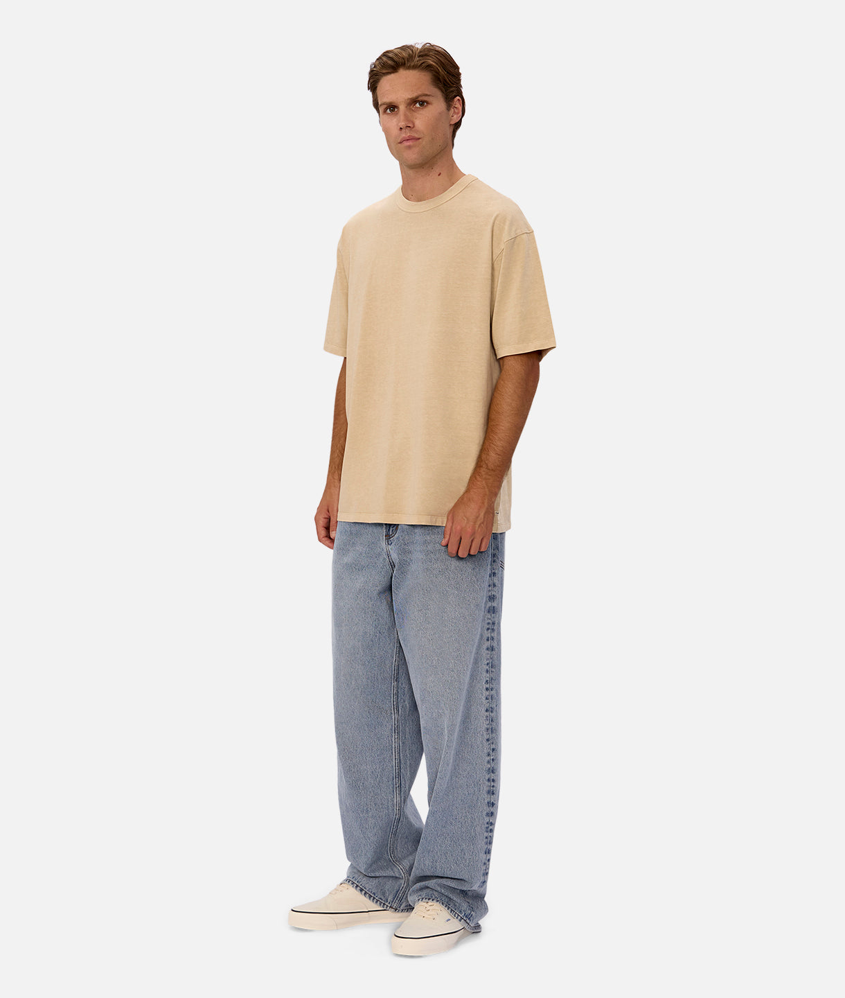 The Del Sur Tee - Soft Washed Camel Crewneck T-Shirt for Men | Comfortable Casual Wear for Everyday Outfits & Relaxing at Home