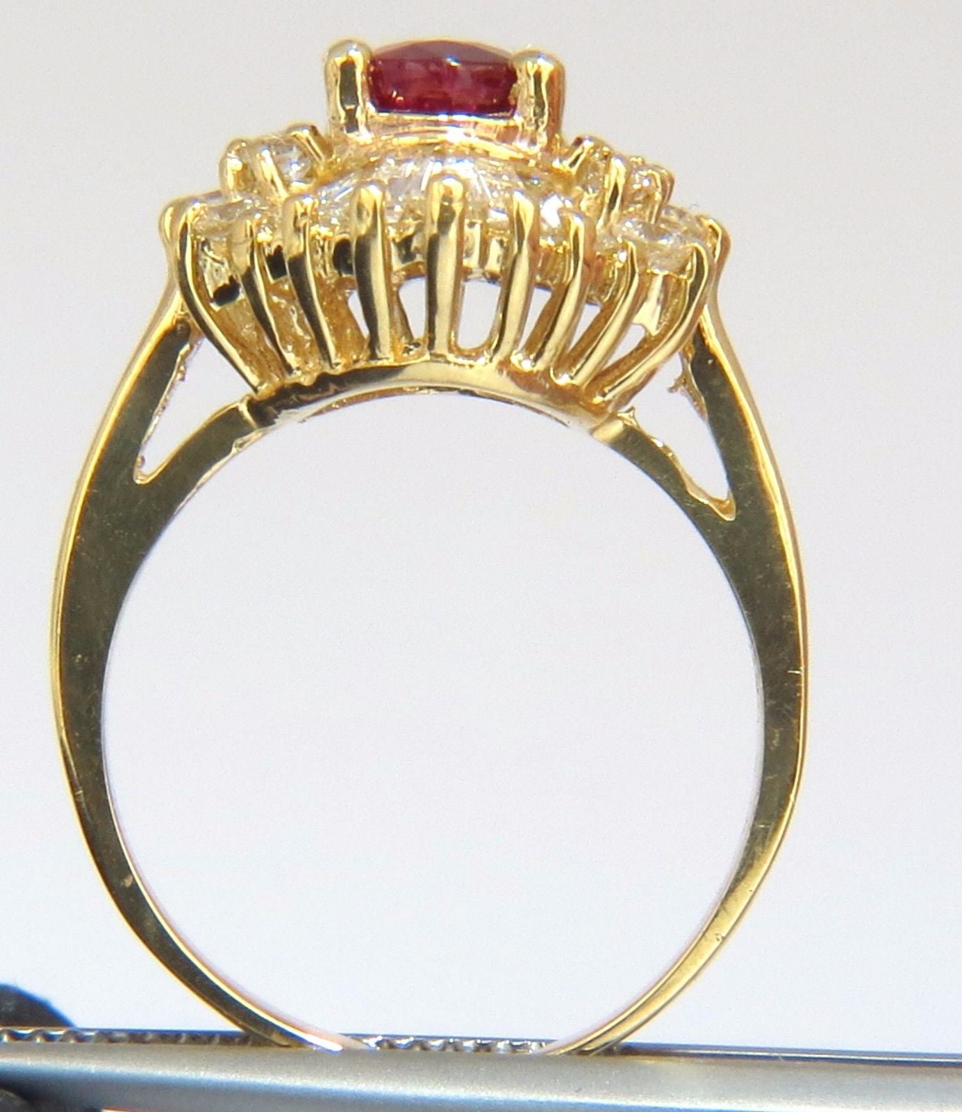 2.60CT GIA Certified Natural Oval Vivid Red Ruby & Diamond Cocktail Ring in 18K Gold - Perfect for Evening Parties, Weddings & Special Occasions