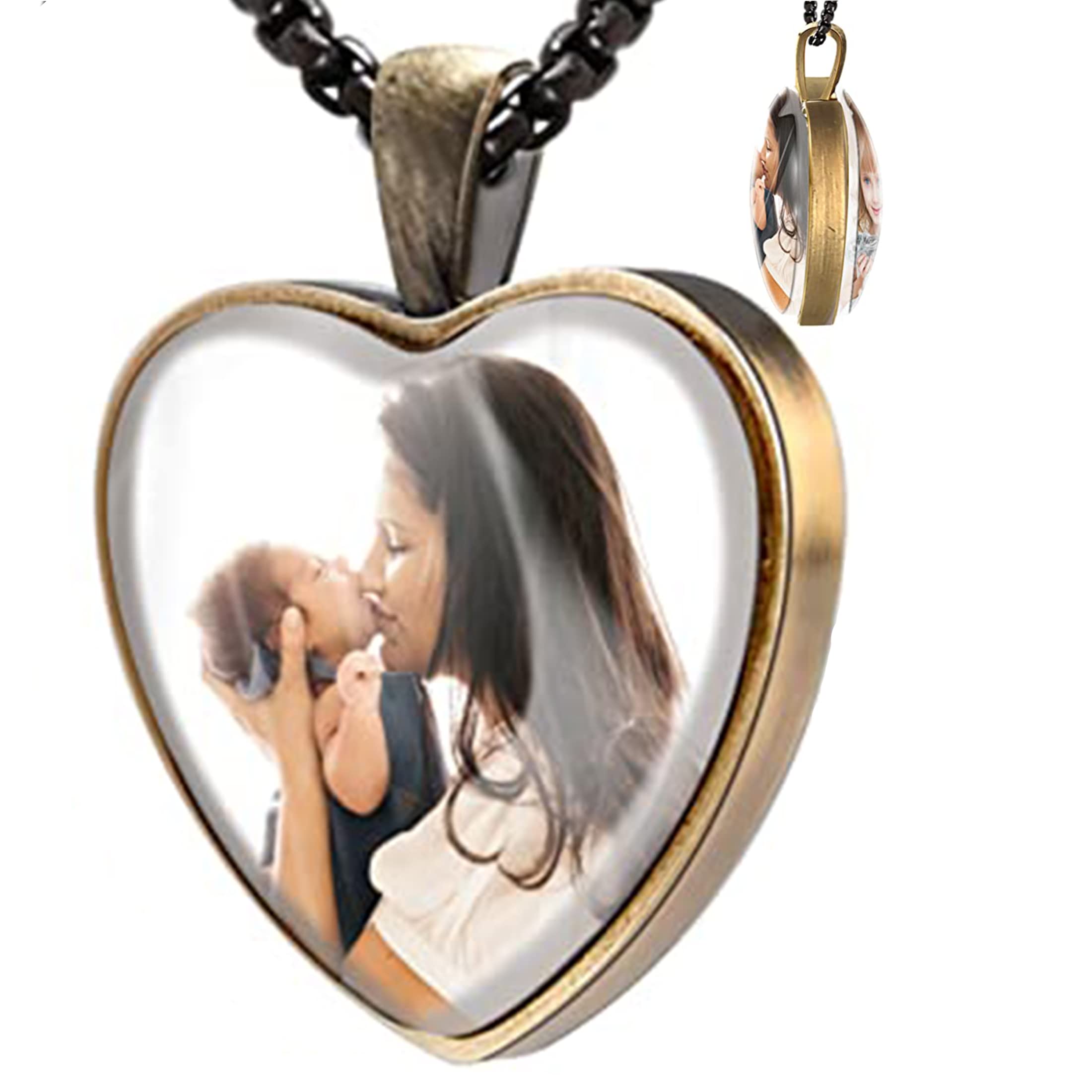 Fanery Sue Customized Double-Sided Photo Necklace - Personalized Picture Pendant for Women & Men - Engraved Memory Jewelry Gift for Couples, Anniversaries & Special Occasions - Perfect for Valentine's Day, Birthday Presents & Romantic Keepsakes