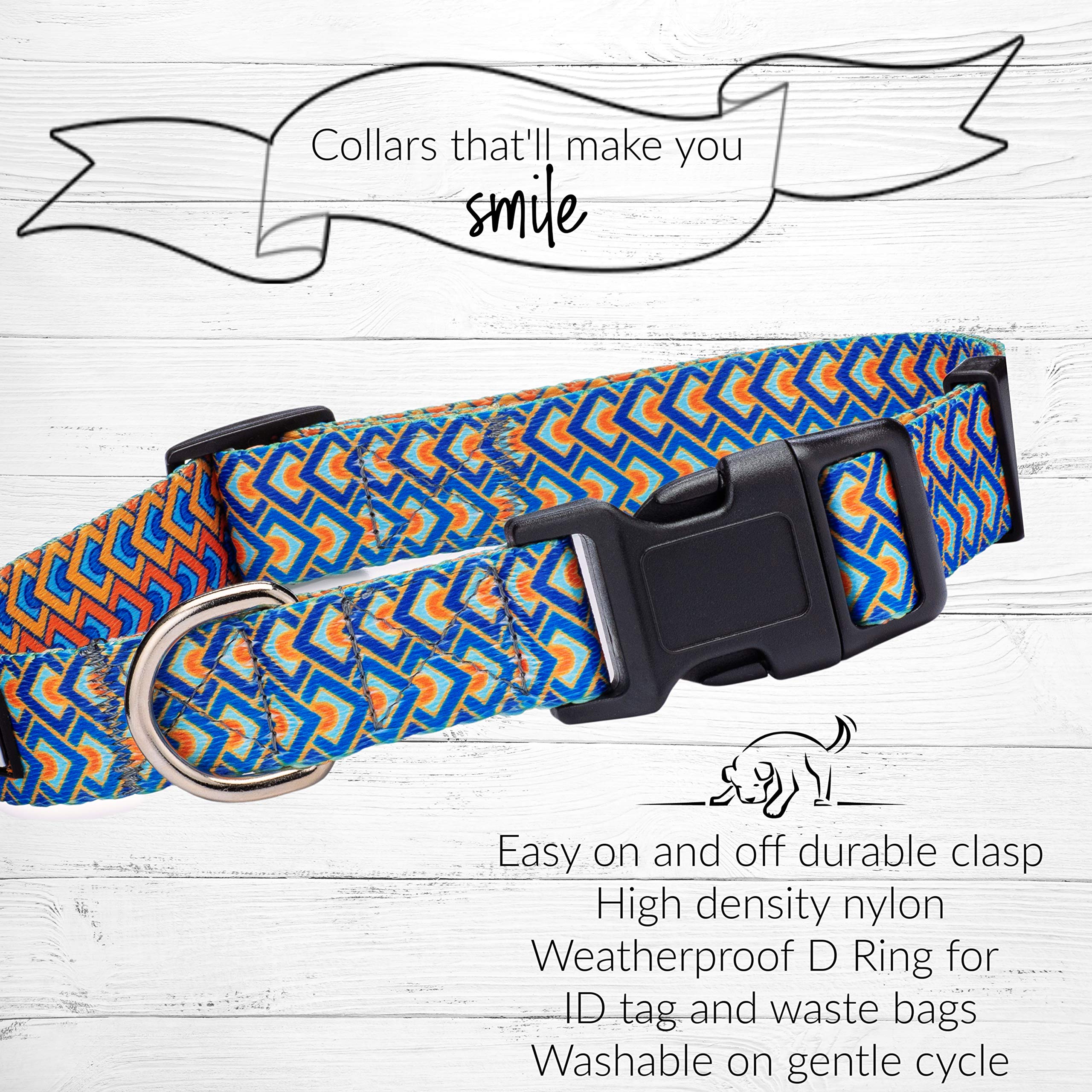 **Lucky Love Dog Matching Collar and Leash Set – Soft, Adjustable Geometric Pattern Pet Accessories for Small, Medium & Large Dogs – Perfect for Walks, Training & Gifts (X-Small, Murphy Combo)**