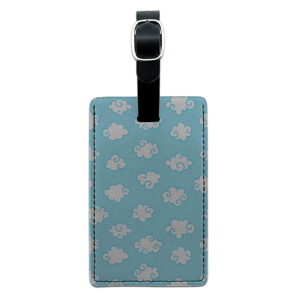 Stylish Rectangle Leather Luggage Tag with Cloud Pattern - Durable Suitcase ID Card Holder for Travel Bags | Perfect for Carry-Ons, Checked Luggage & Backpack Identification