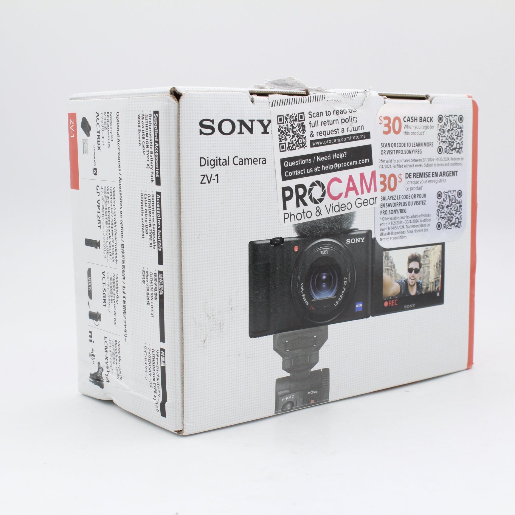 Open Box Sony ZV-1 Digital Camera (Black) - Vlogging, Travel & Content Creation - Like New Condition