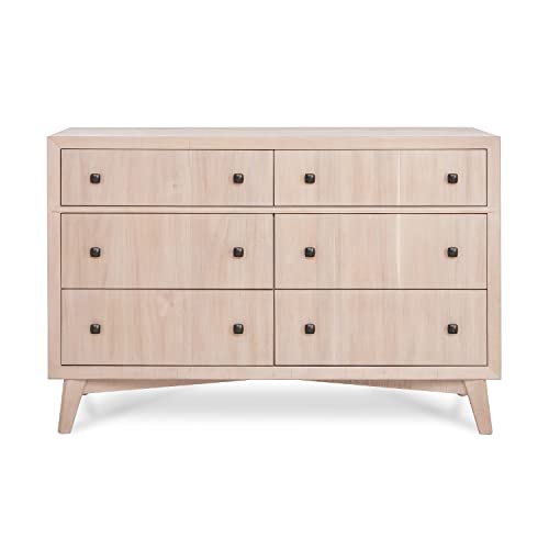 Evolur Loft Antilia Mid-Century Modern Double Dresser in Sand Castle Oak - Stylish Bedroom Storage for Clothes, Linens & Accessories