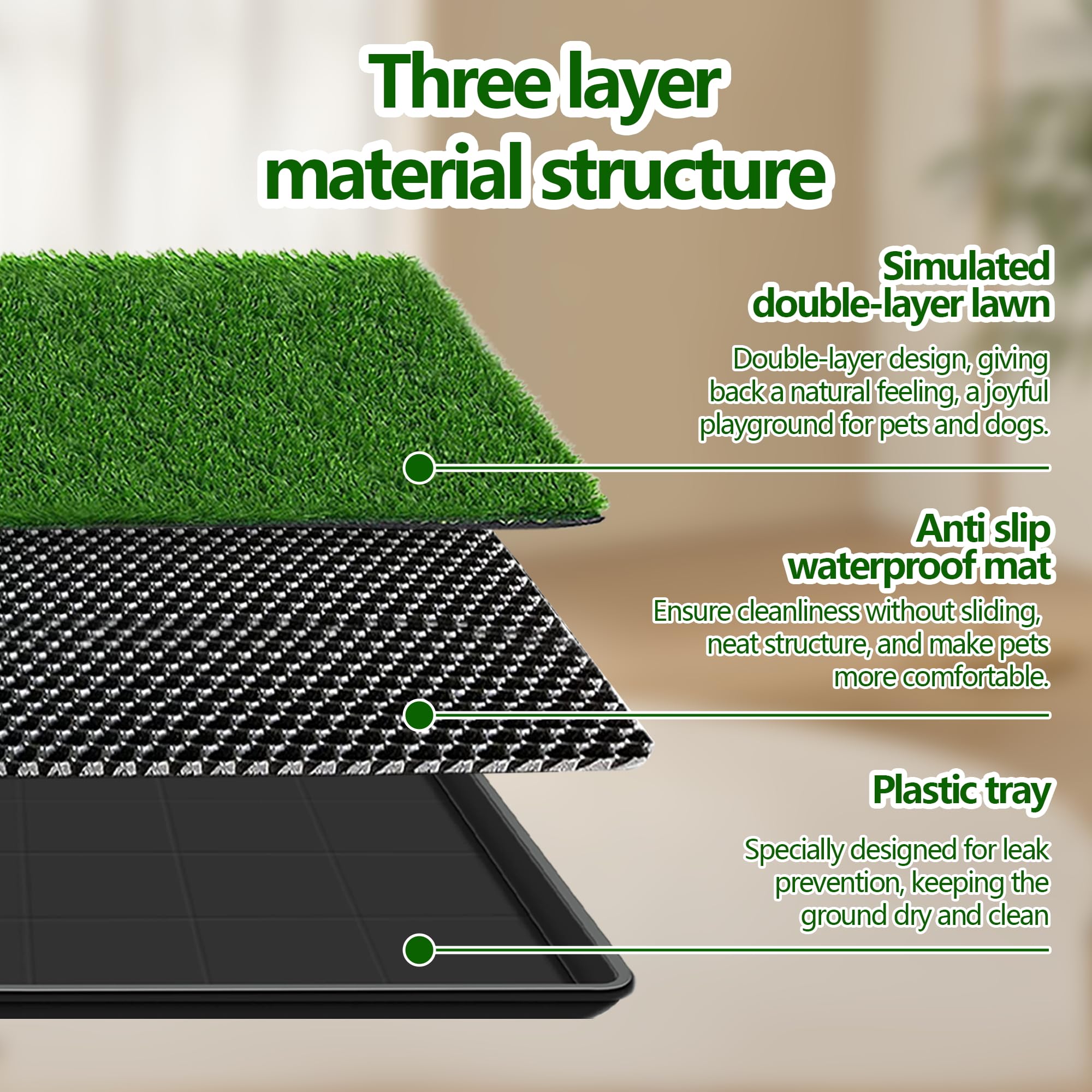 35 x 24 Inch Dog Grass Pad with Tray - Indoor/Outdoor Pet Potty Training Mat, Realistic Fake Grass for Puppies & Small Dogs - Perfect for Apartments, Balconies & Travel Use
