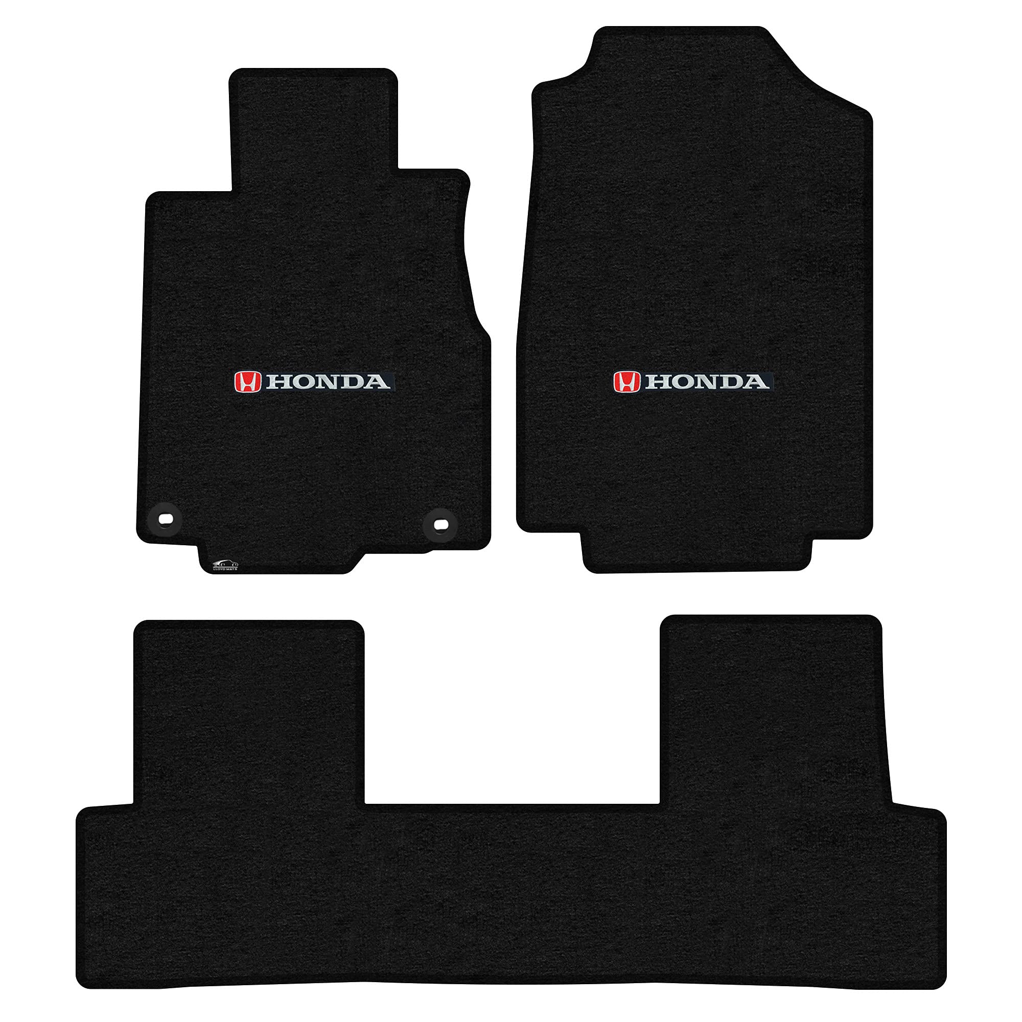 Premium Custom-Fit Carpet Floor Mats for Honda CRV 2012-2016 - Luxury Black 3-Piece Set (Front & Rear) with Silver & Red Honda Logo - Perfect for All-Weather Protection & Interior Style Upgrade