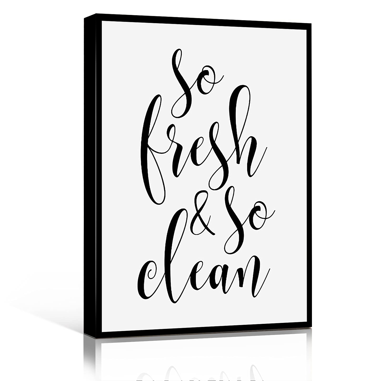 Modern Bathroom Wall Art - 16x24 Inch Framed Toilet Sign with 'So Fresh So Clean' Print, Funny Bathroom Rules Decor for Home & Office Restroom | Perfect for Powder Rooms, Guest Baths & Commercial Spaces
