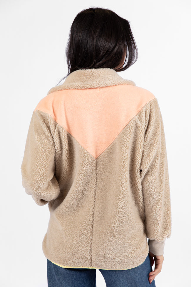 Cozy Beige & Multi-Color Sherpa Pullover Sweatshirt - Warm Fleece Lined Winter Hoodie for Women & Men | Perfect for Cold Weather, Outdoor Activities & Casual Wear