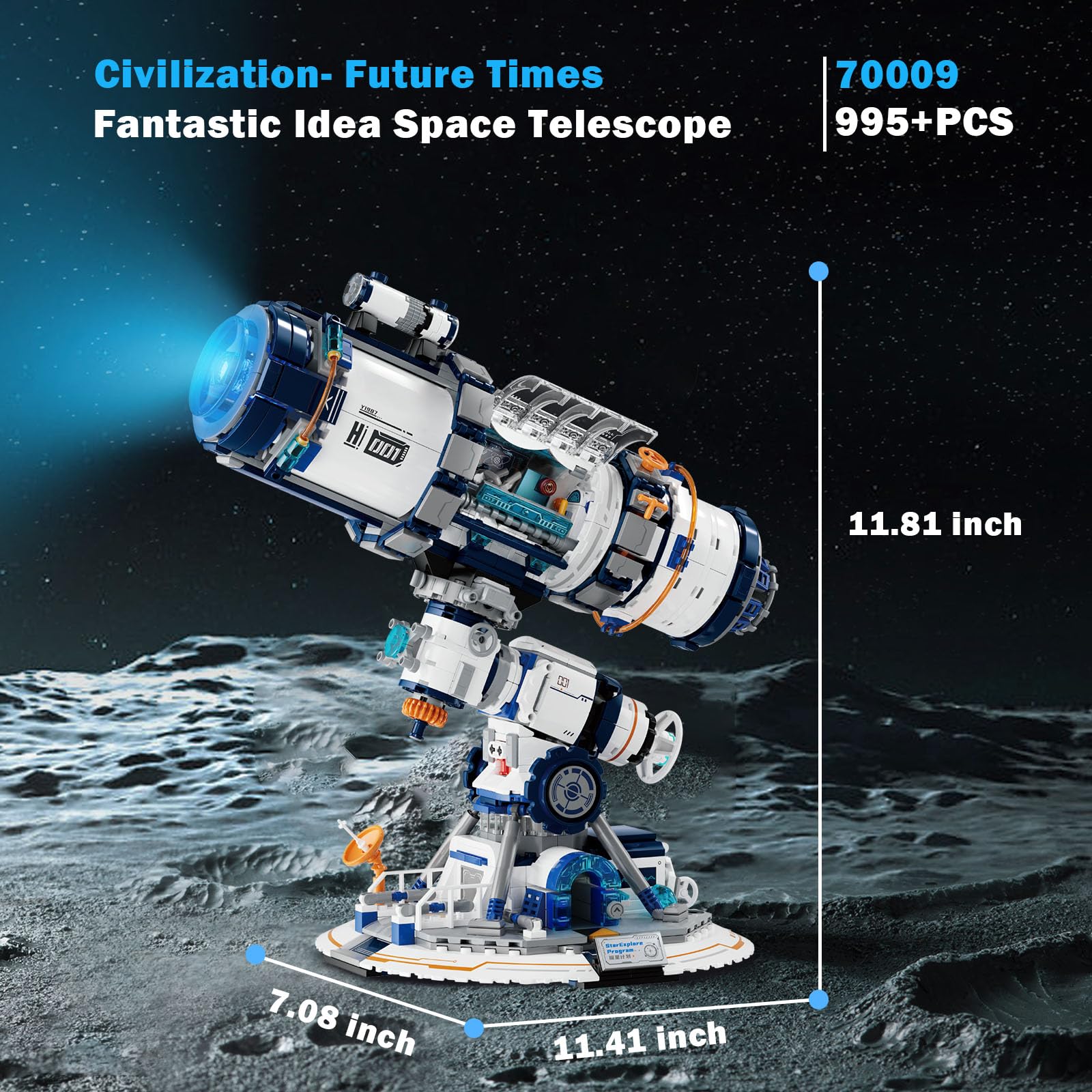 JMBricklayer 70009 Space Telescope Building Kit for Adults & Teens - 995PCS STEM Educational Model with LED Lights - Cool Astronomy Gift for Space Lovers & Kids Ages 8+ - Perfect for Home Decor, Science Projects & Space Exploration Enthusiasts