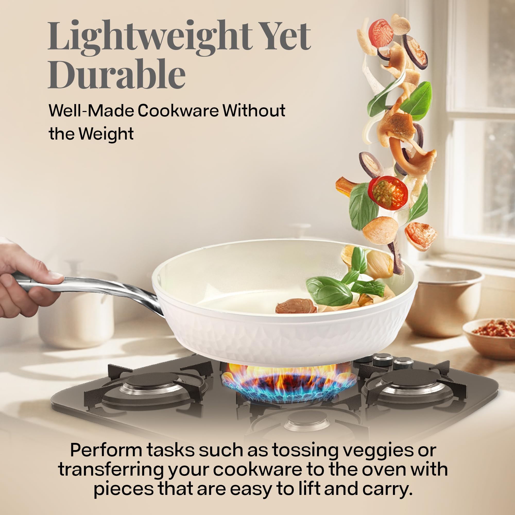GOTHAM STEEL Hammered 15-Piece Ceramic Nonstick Cookware Set - Pots & Pans for Kitchen with Utensils, Oven & Dishwasher Safe, Non-Toxic - Perfect for Frying, Boiling, Baking & Everyday Cooking